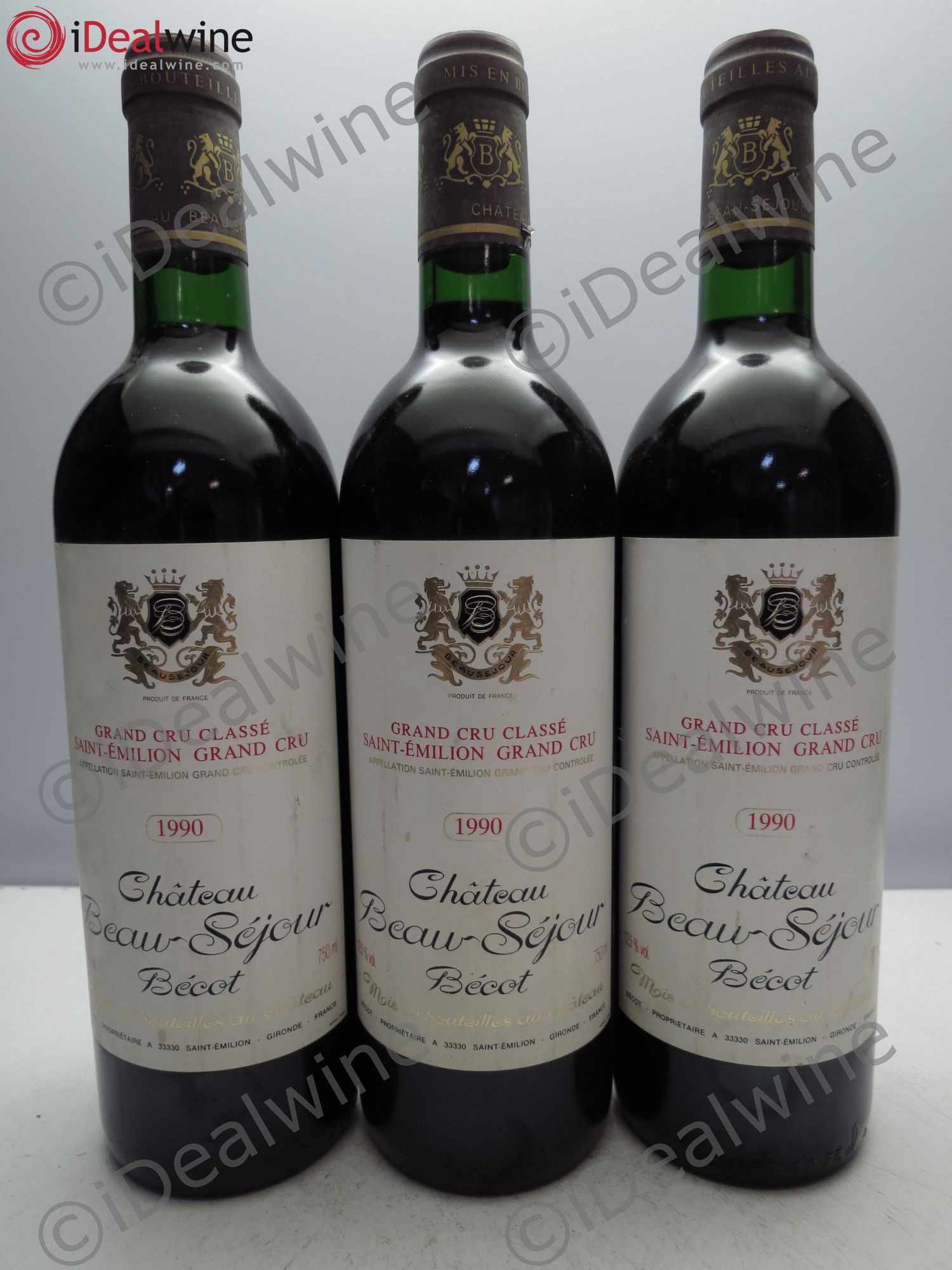 Château Beau-Séjour Bécot 1er Grand Cru Classé B 1990 - Lot de 3 bouteilles - 0
