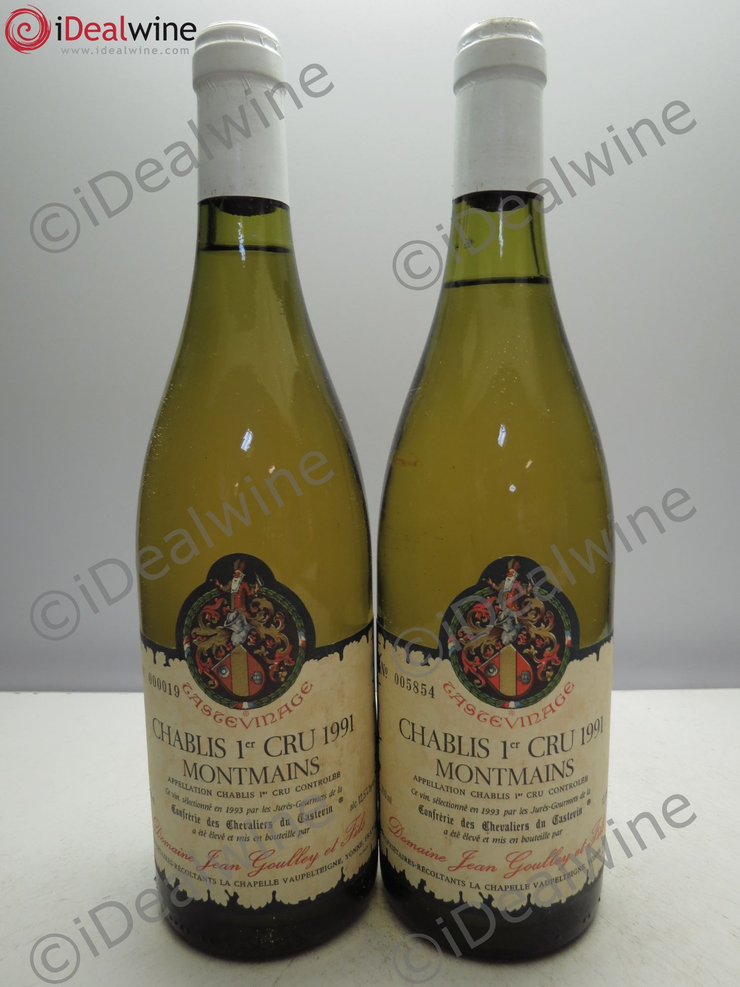 Chablis 1er Cru Tastevinée Goulley 1991 - Posten von 2 Flaschen - 0