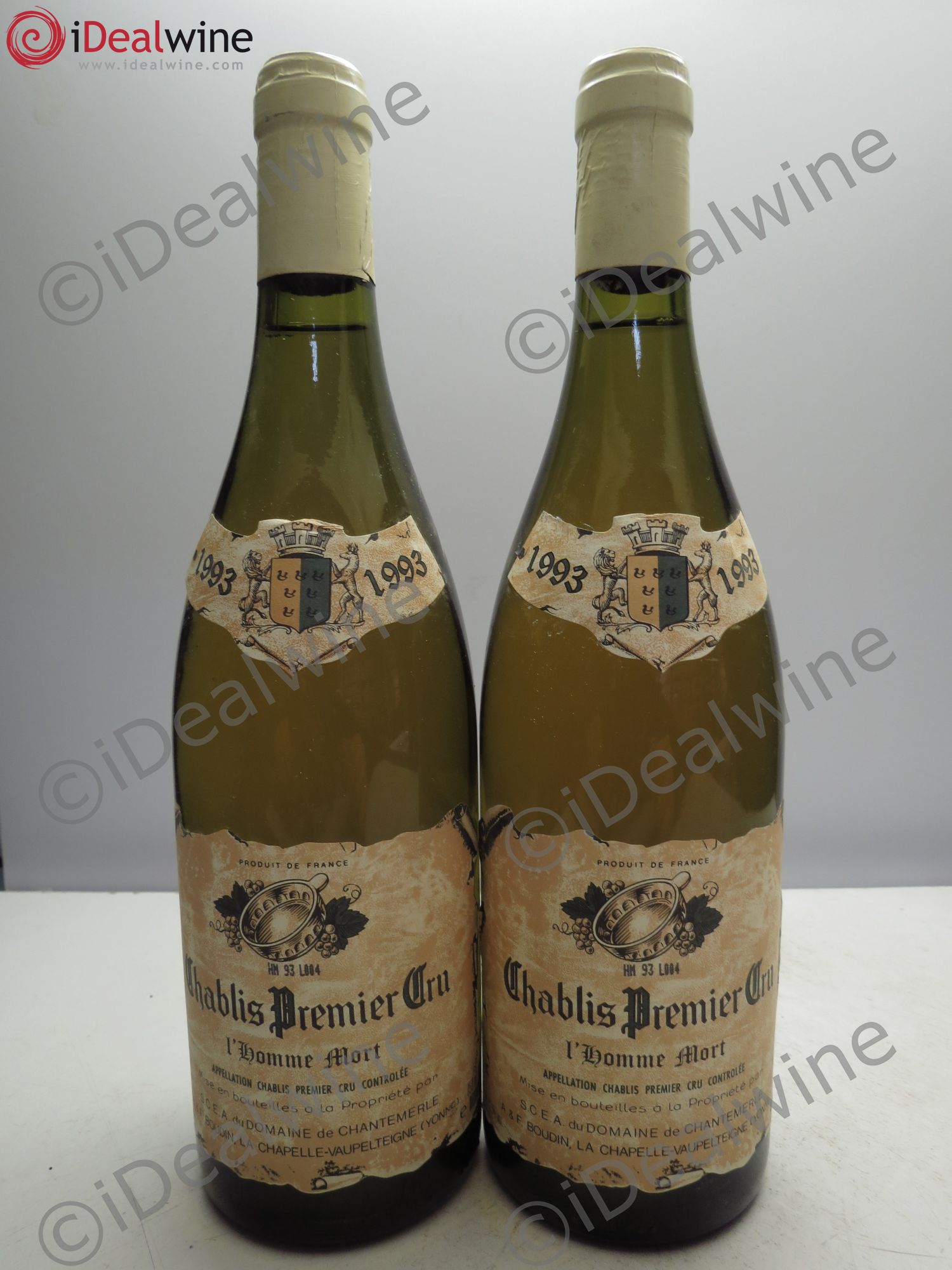 Chablis 1er Cru Homme Mort Adhémar Boudin 1993 - Posten von 2 Flaschen - 0