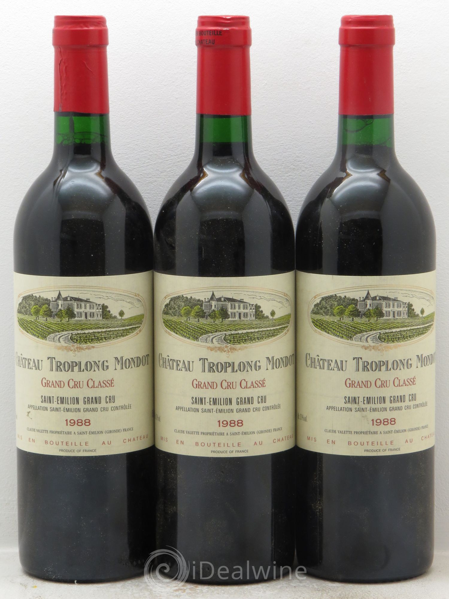 Château Troplong Mondot 1er Grand Cru Classé B 1988 - Lot de 3 bouteilles - 0