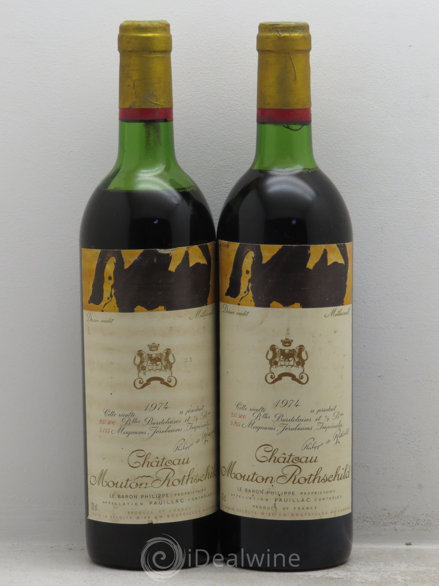 Château Mouton Rothschild 1er Grand Cru Classé 1974 - Lot de 2 bouteilles - 0