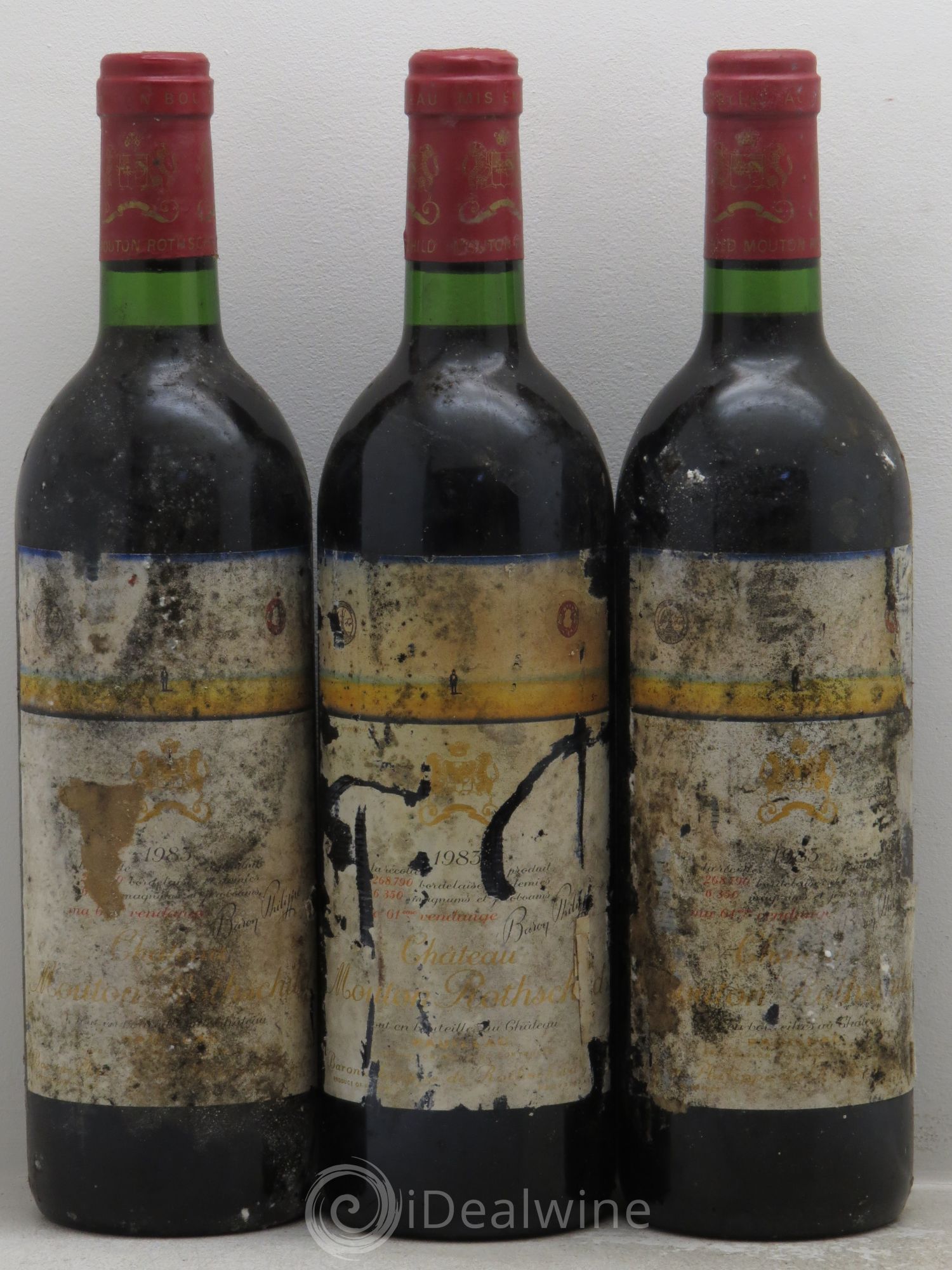 Château Mouton Rothschild 1er Grand Cru Classé 1983 - Lot de 3 bouteilles - 0