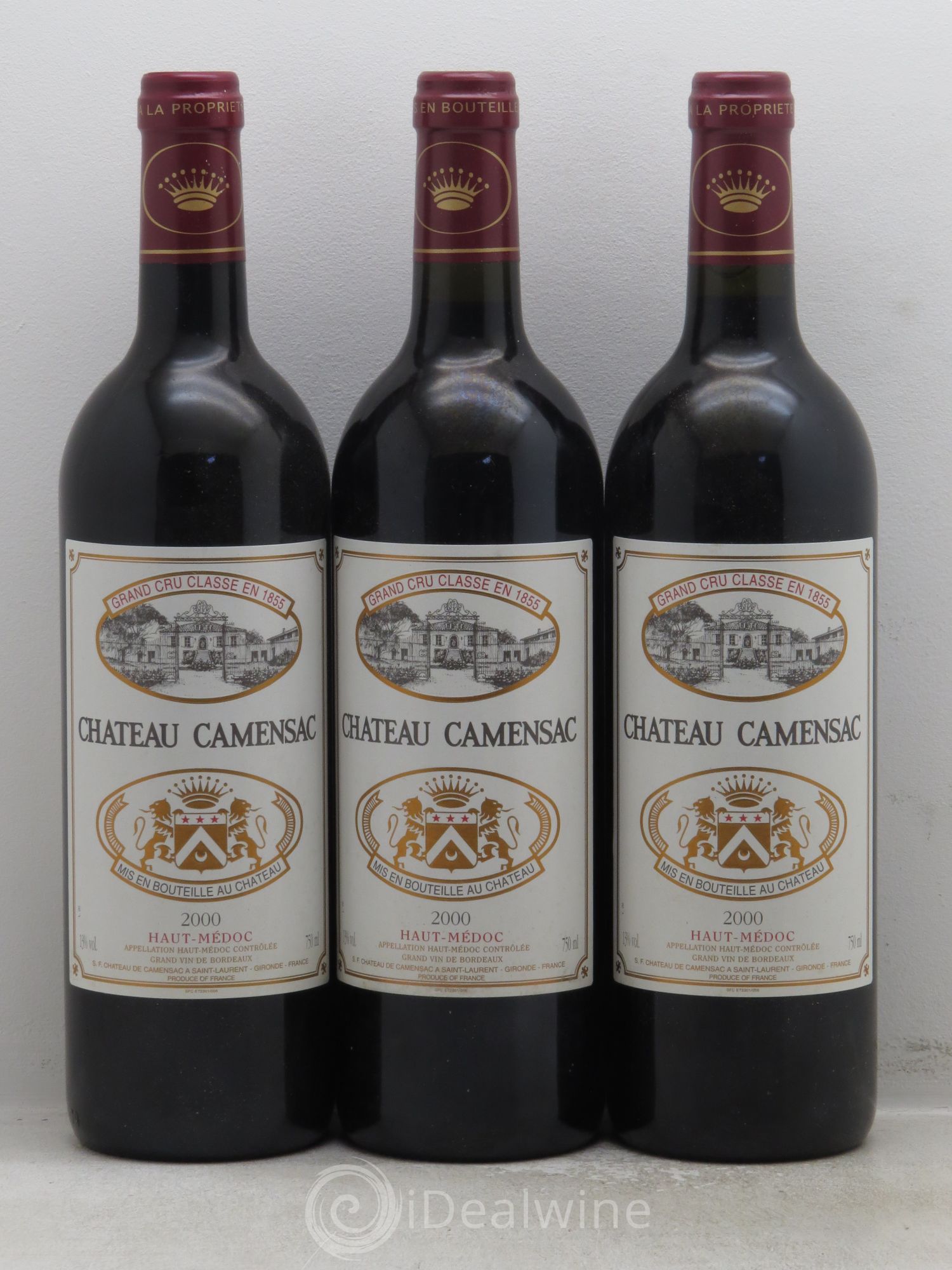 Château Camensac 5ème Grand Cru Classé 2000 - Lot de 3 bouteilles - 0