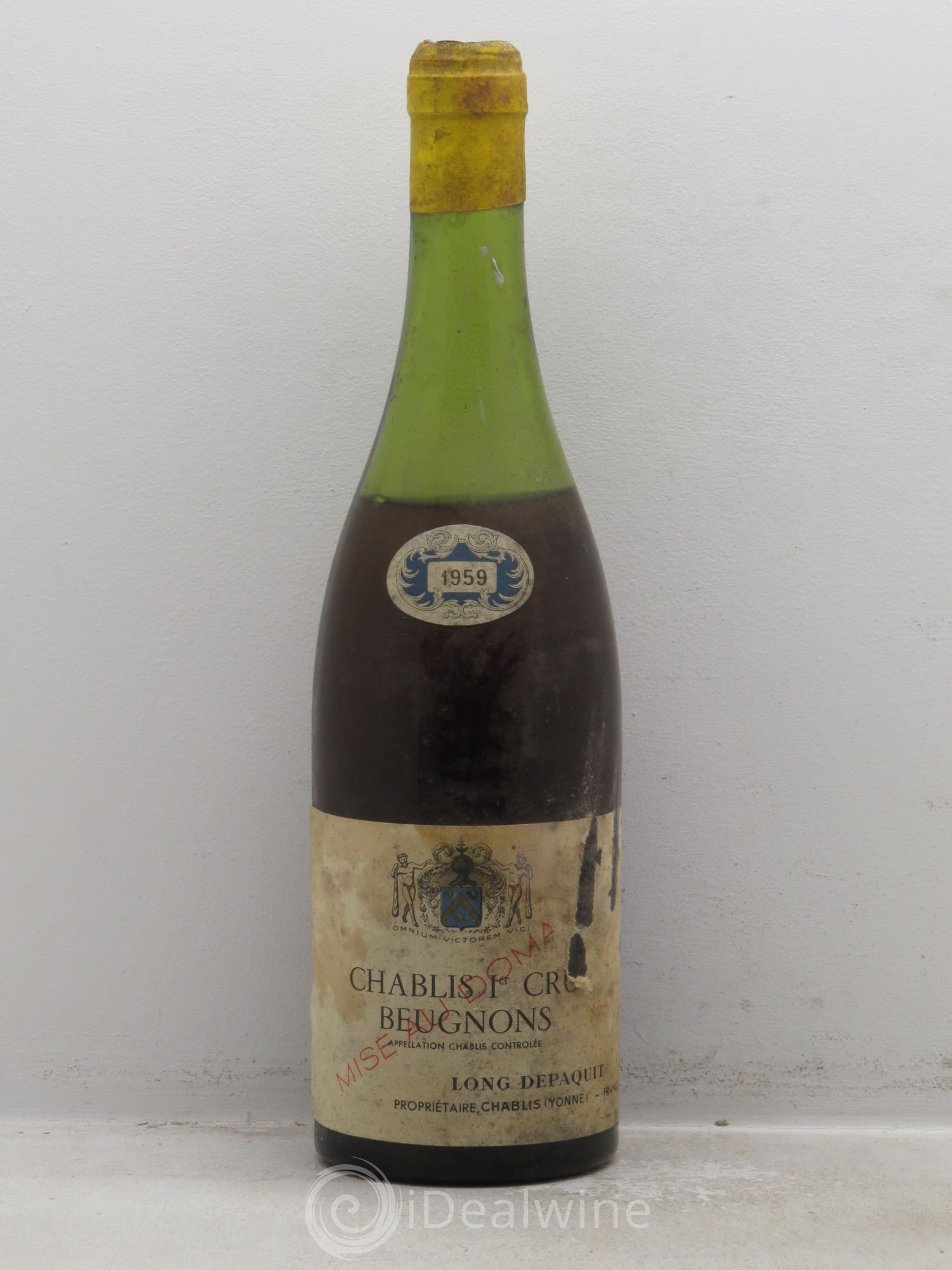 Chablis 1er Cru Domaine B et V Portier Beugnons (sans prix de réserve) 1959 - Posten von 1 Flasche - 0