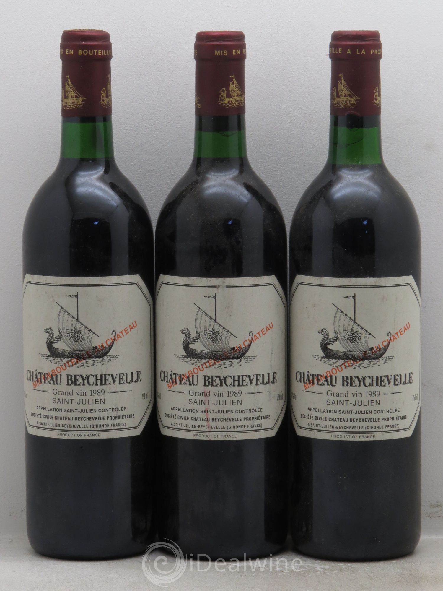 Château Beychevelle 4ème Grand Cru Classé 1989 - Lot de 3 bouteilles - 0