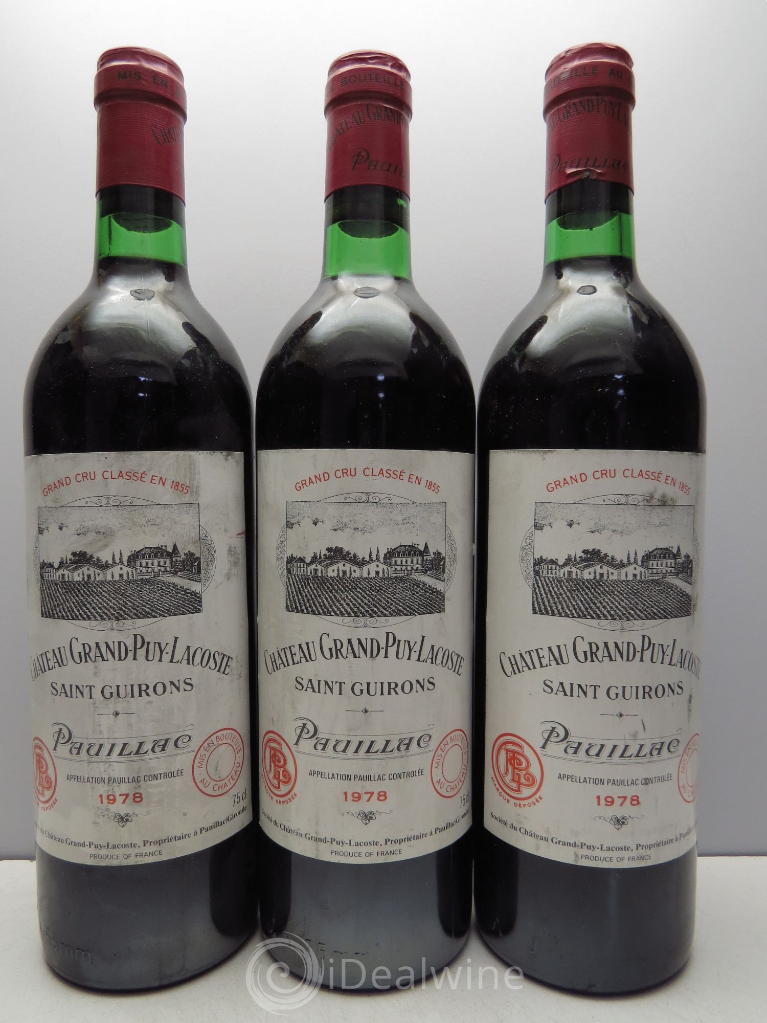 Château Grand Puy Lacoste 5ème Grand Cru Classé 1978 - Lot de 3 bouteilles - 0