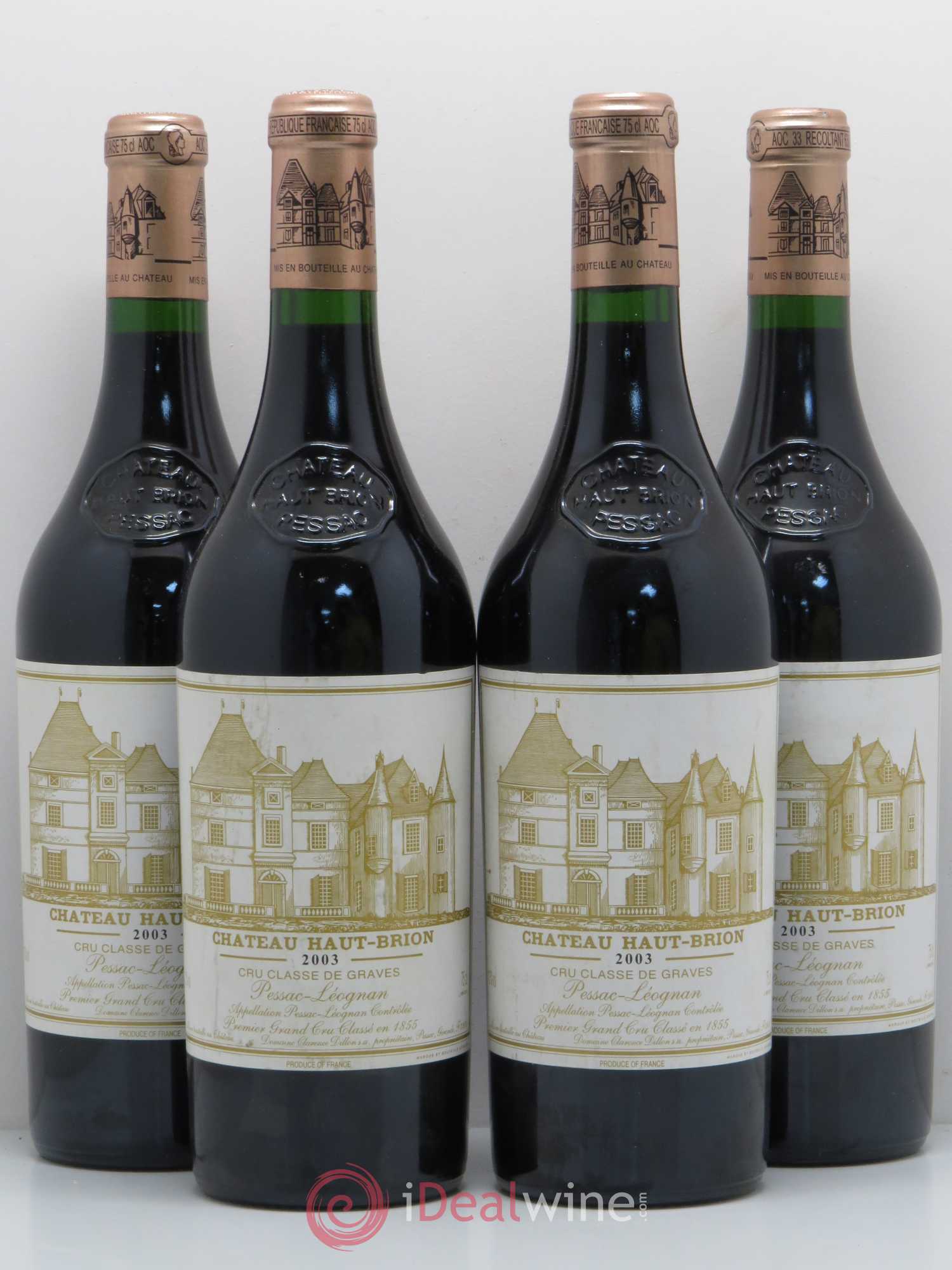 Château Haut Brion 1er Grand Cru Classé 2003 - Lot de 4 bouteilles - 0