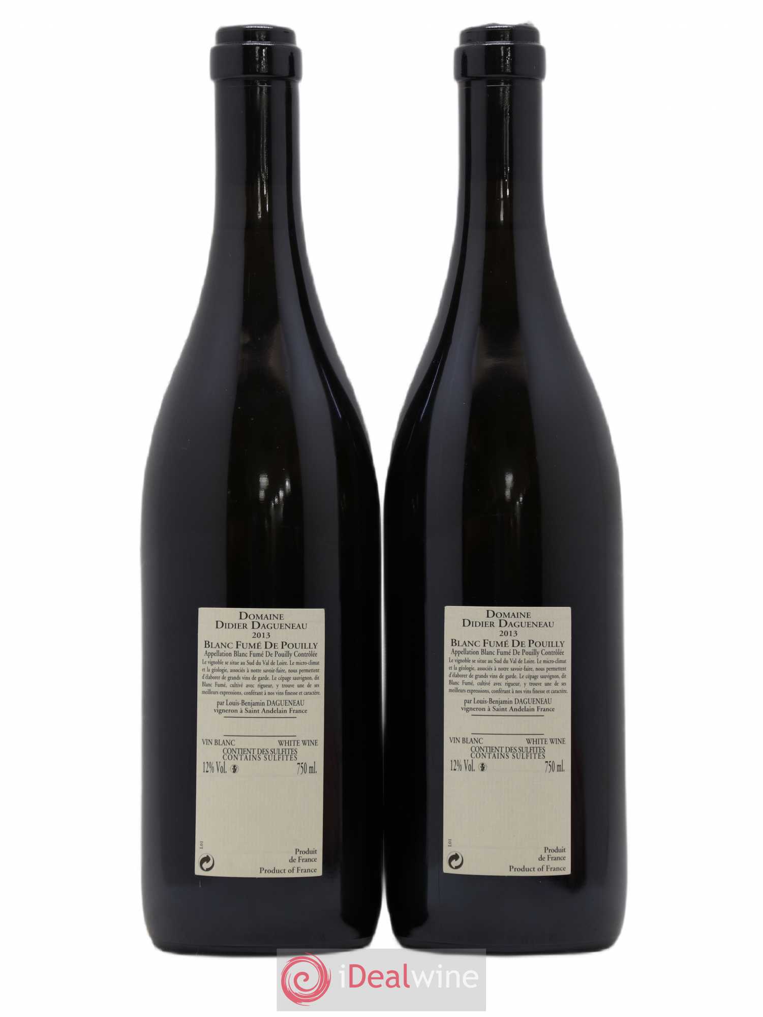Pouilly-Fumé Blanc Fumé de Pouilly Dagueneau (Domaine Didier - Louis-Benjamin) 2013 - Lot de 2 bouteilles - 1