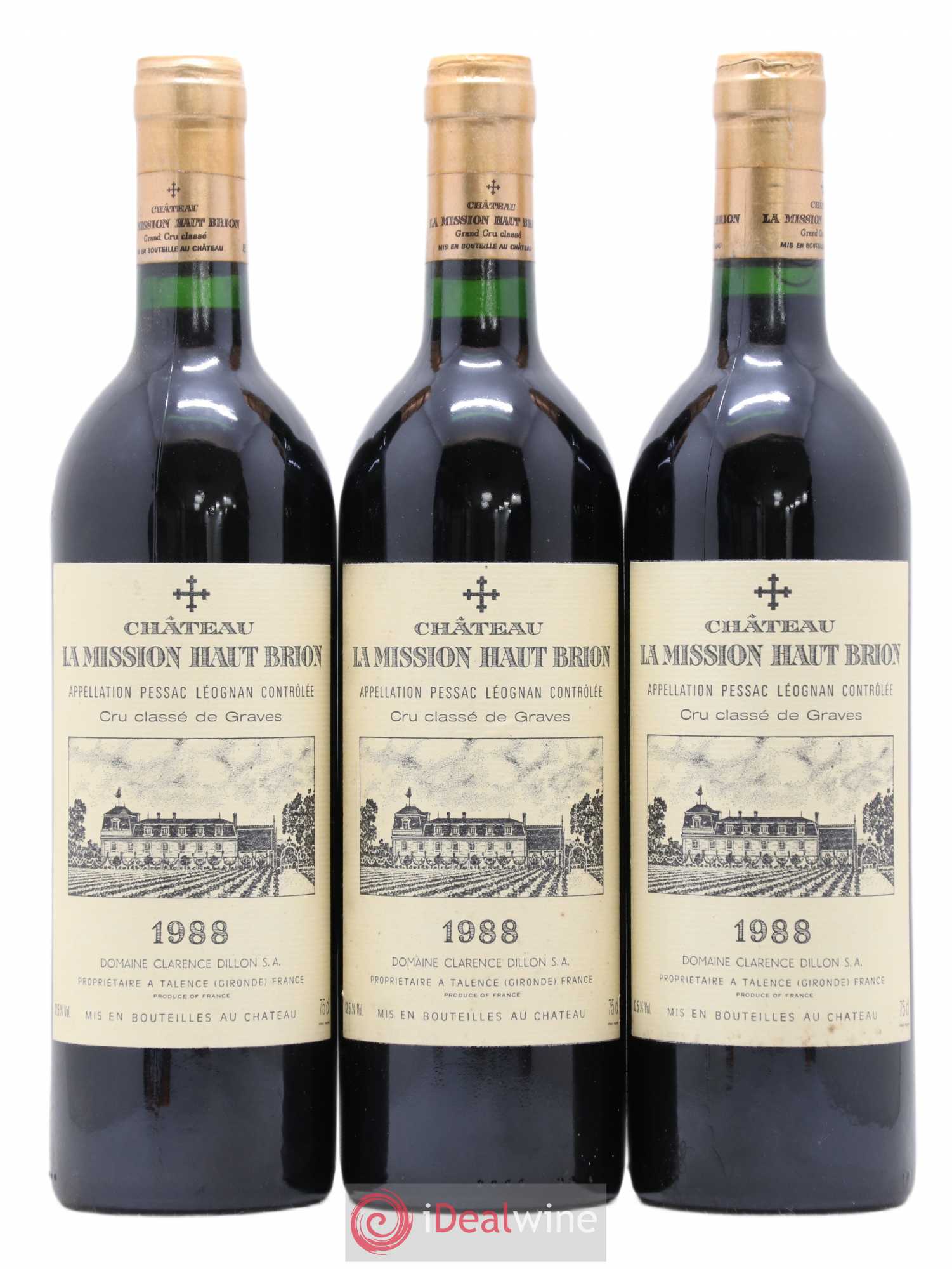 Château la Mission Haut-Brion Cru Classé de Graves 1988 - Lot de 3 bouteilles - 0