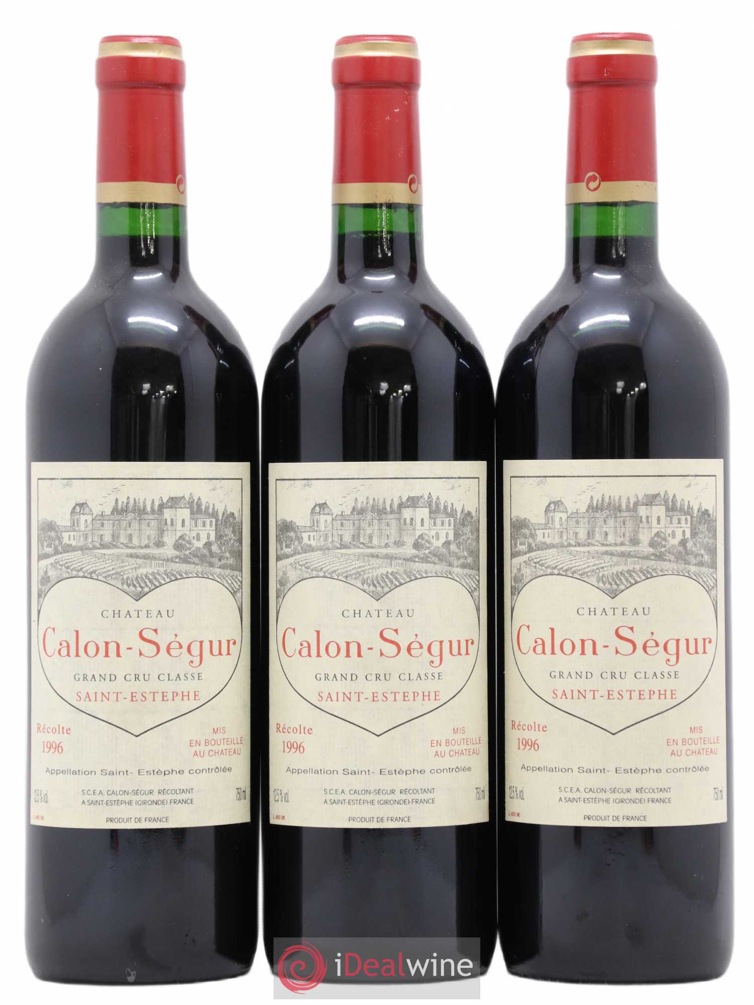 Château Calon Ségur 3ème Grand Cru Classé 1996 - Lot de 3 bouteilles - 0