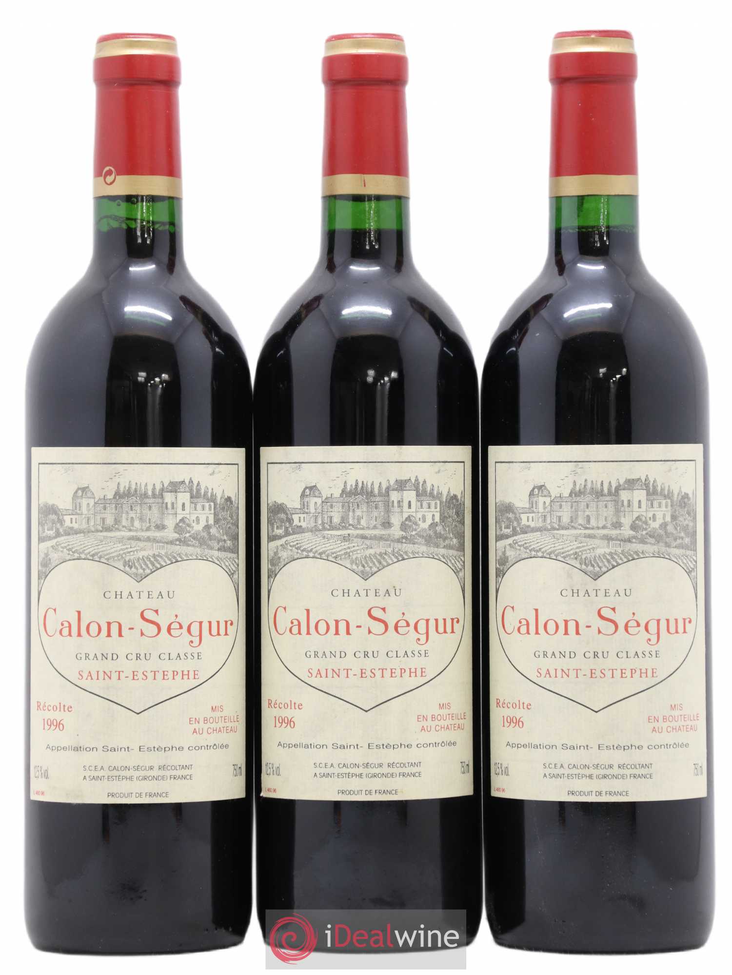 Château Calon Ségur 3ème Grand Cru Classé 1996 - Lot de 3 bouteilles - 0