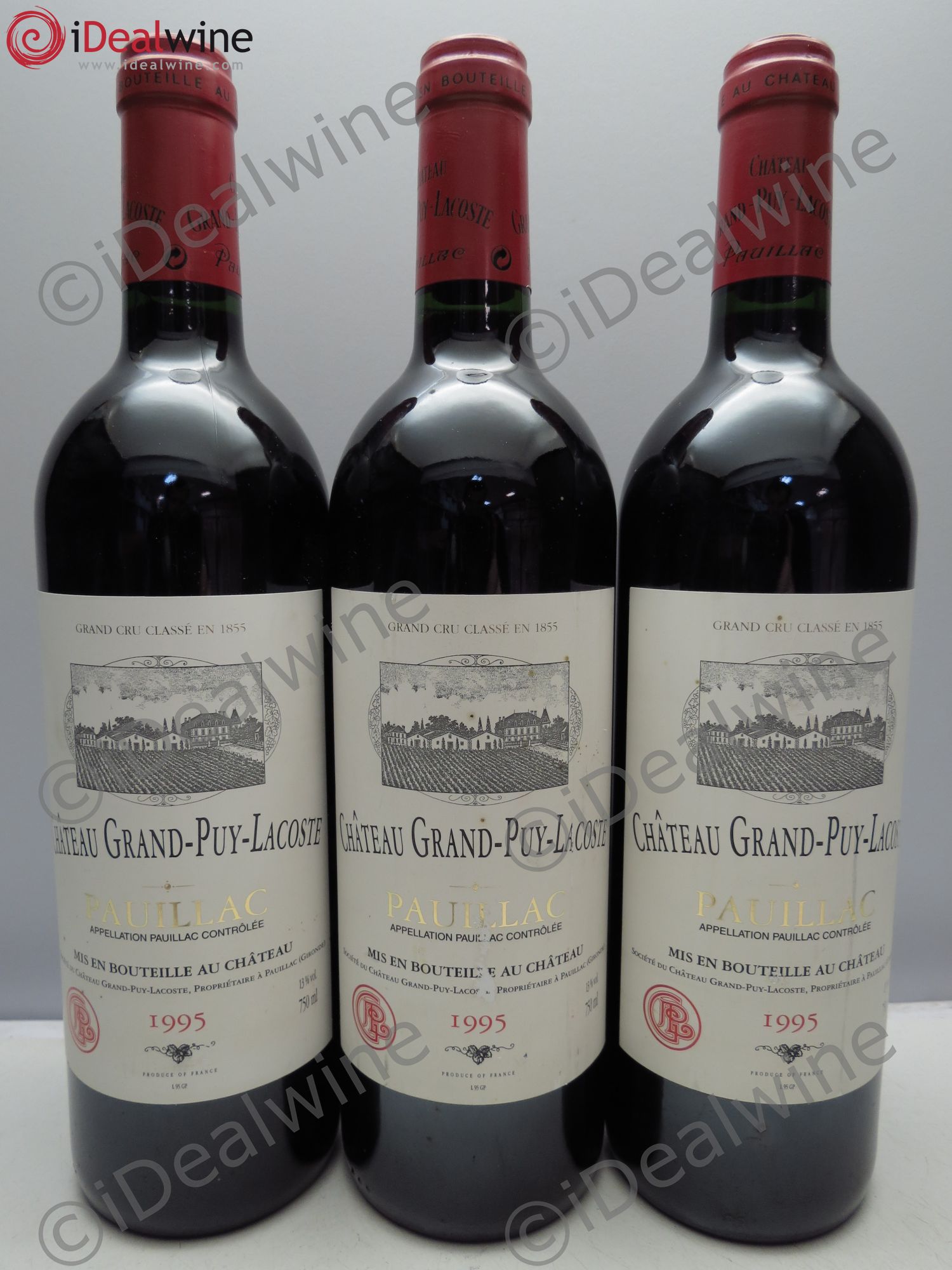 Château Grand Puy Lacoste 5ème Grand Cru Classé 1995 - Lot de 3 bouteilles - 0