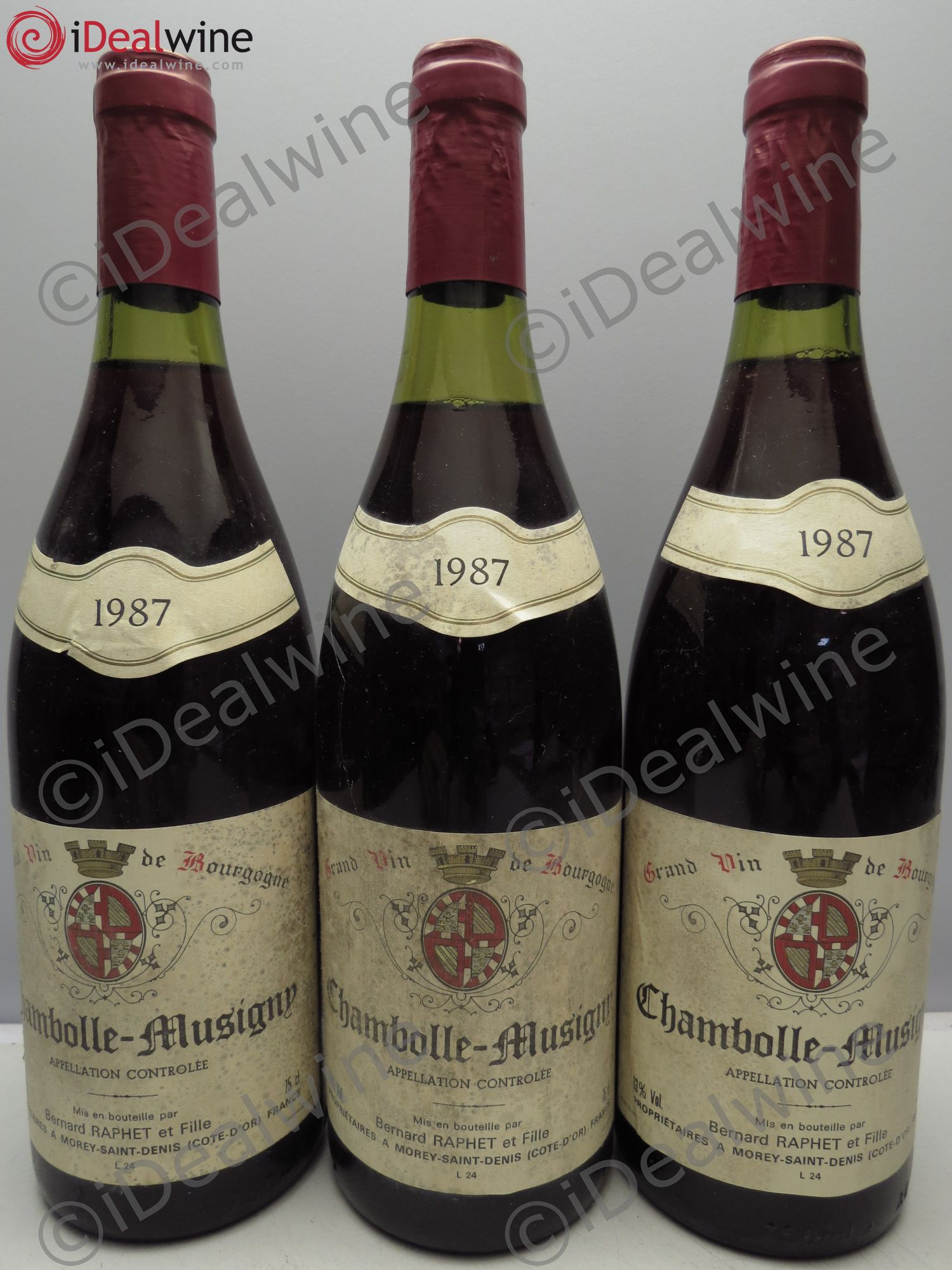Chambolle-Musigny Bernard Raphet 1987 - Lot de 3 bouteilles - 0