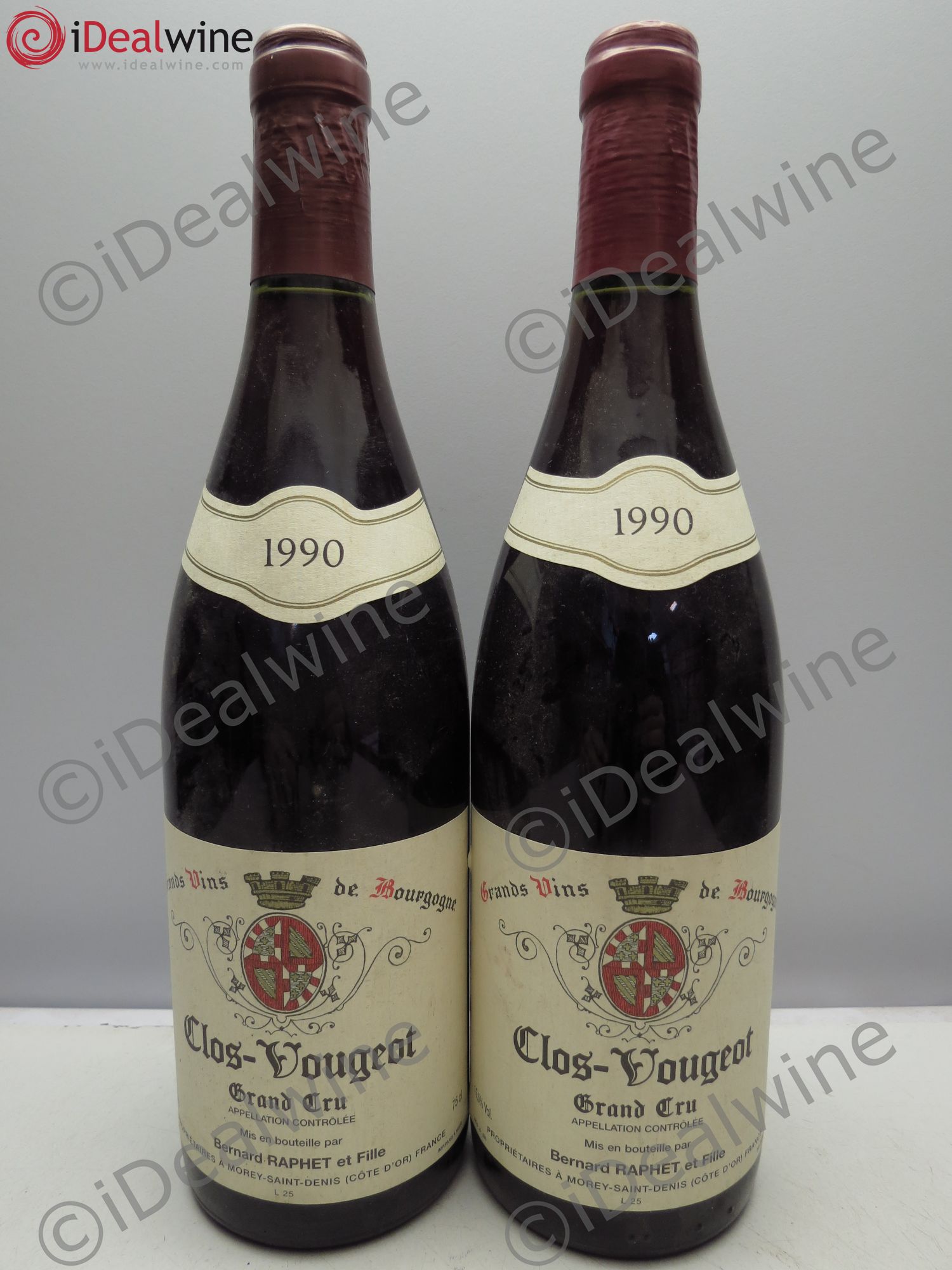 Clos de Vougeot Grand Cru Bernard Raphet 1990 - Lot de 2 bouteilles - 0