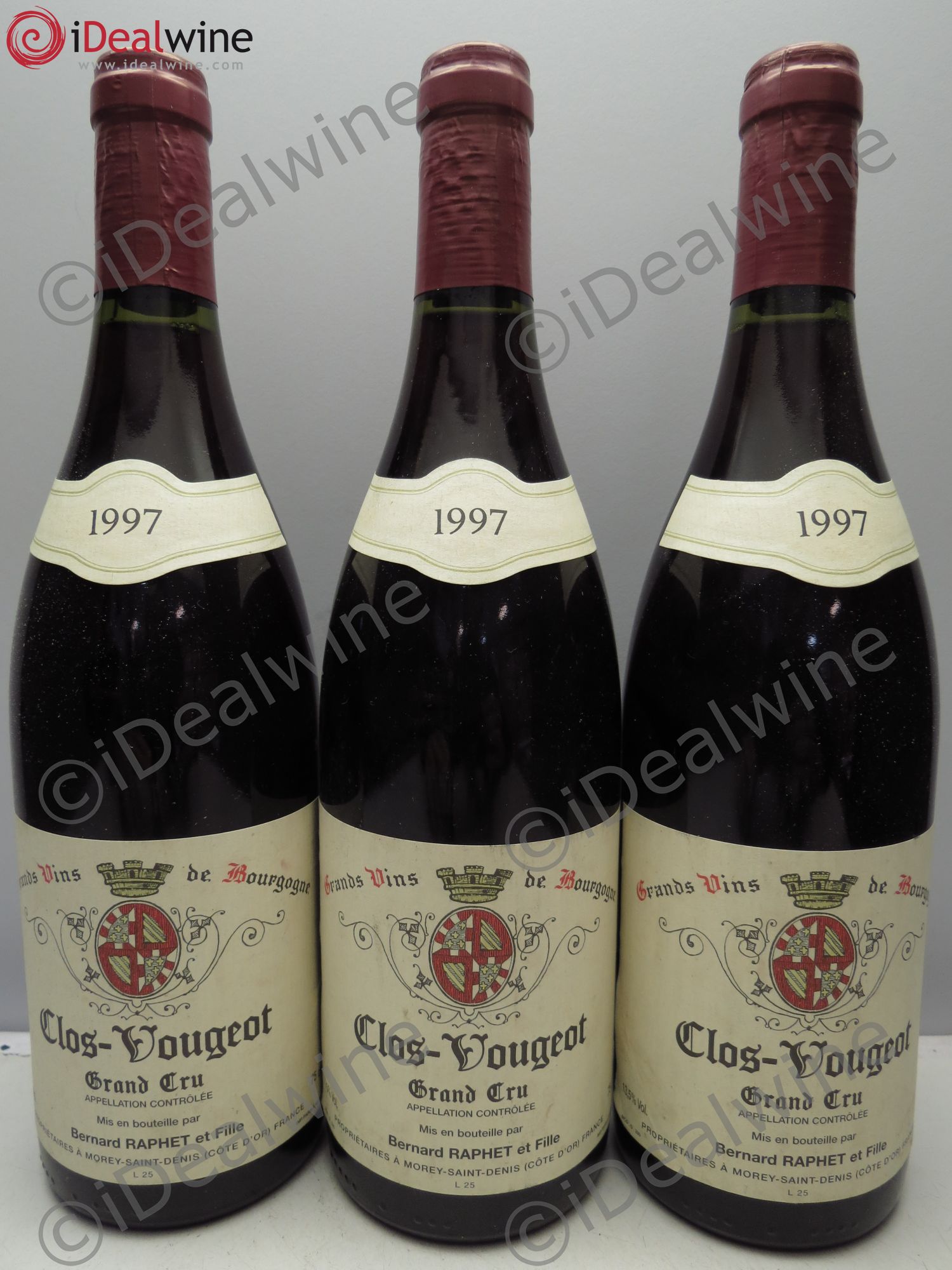 Clos de Vougeot Grand Cru Bernard Raphet 1997 - Lot de 3 bouteilles - 0