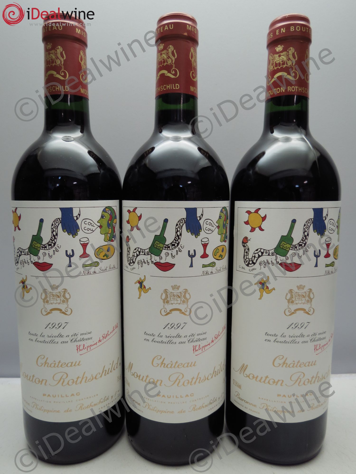 Château Mouton Rothschild 1er Grand Cru Classé 1997 - Lot de 3 bouteilles - 0