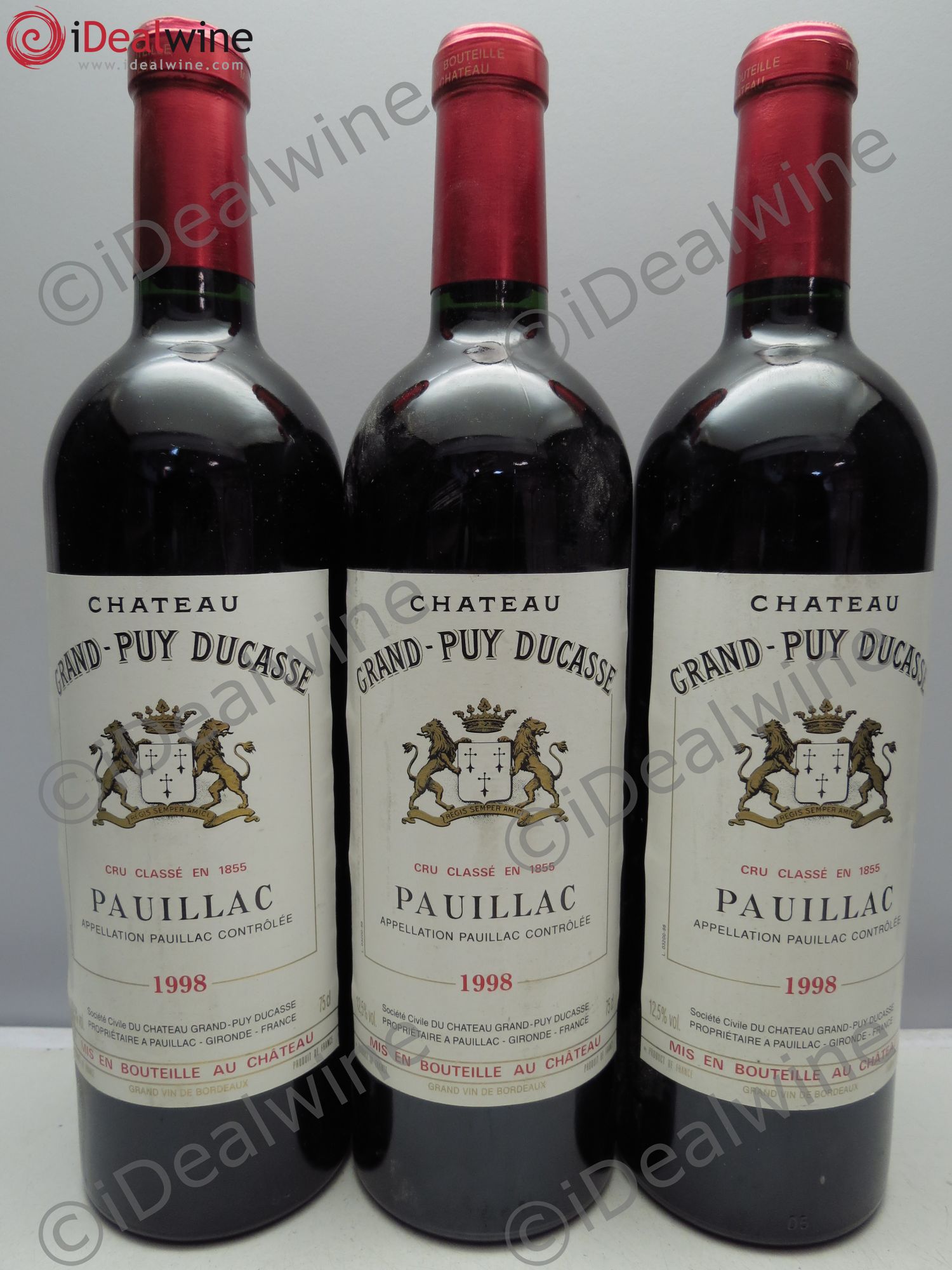 Château Grand Puy Ducasse 5ème Grand Cru Classé 1998 - Lot de 3 bouteilles - 0