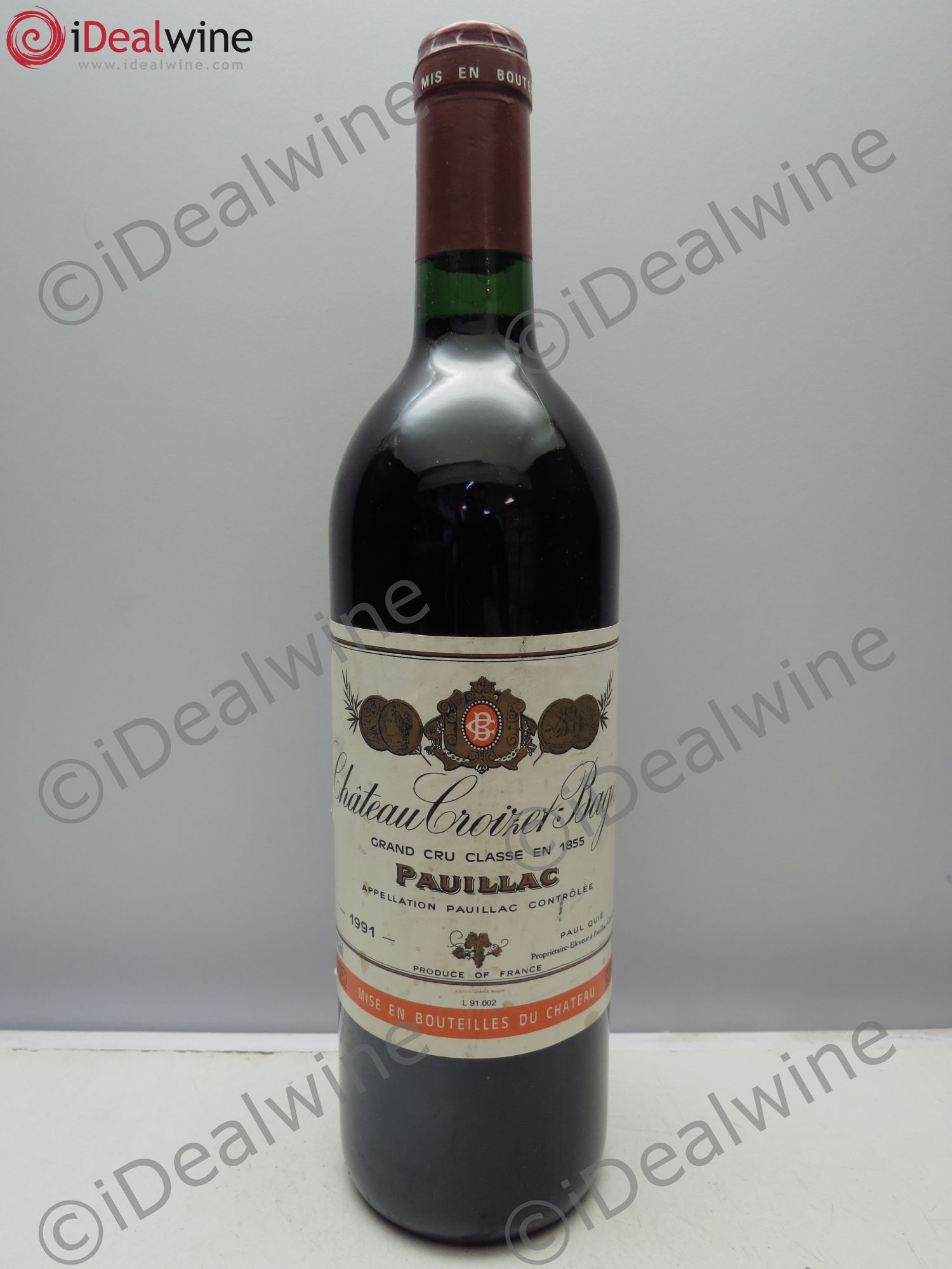 Château Croizet Bages 5ème Grand Cru Classé 1991 - Lot de 1 bouteille - 0