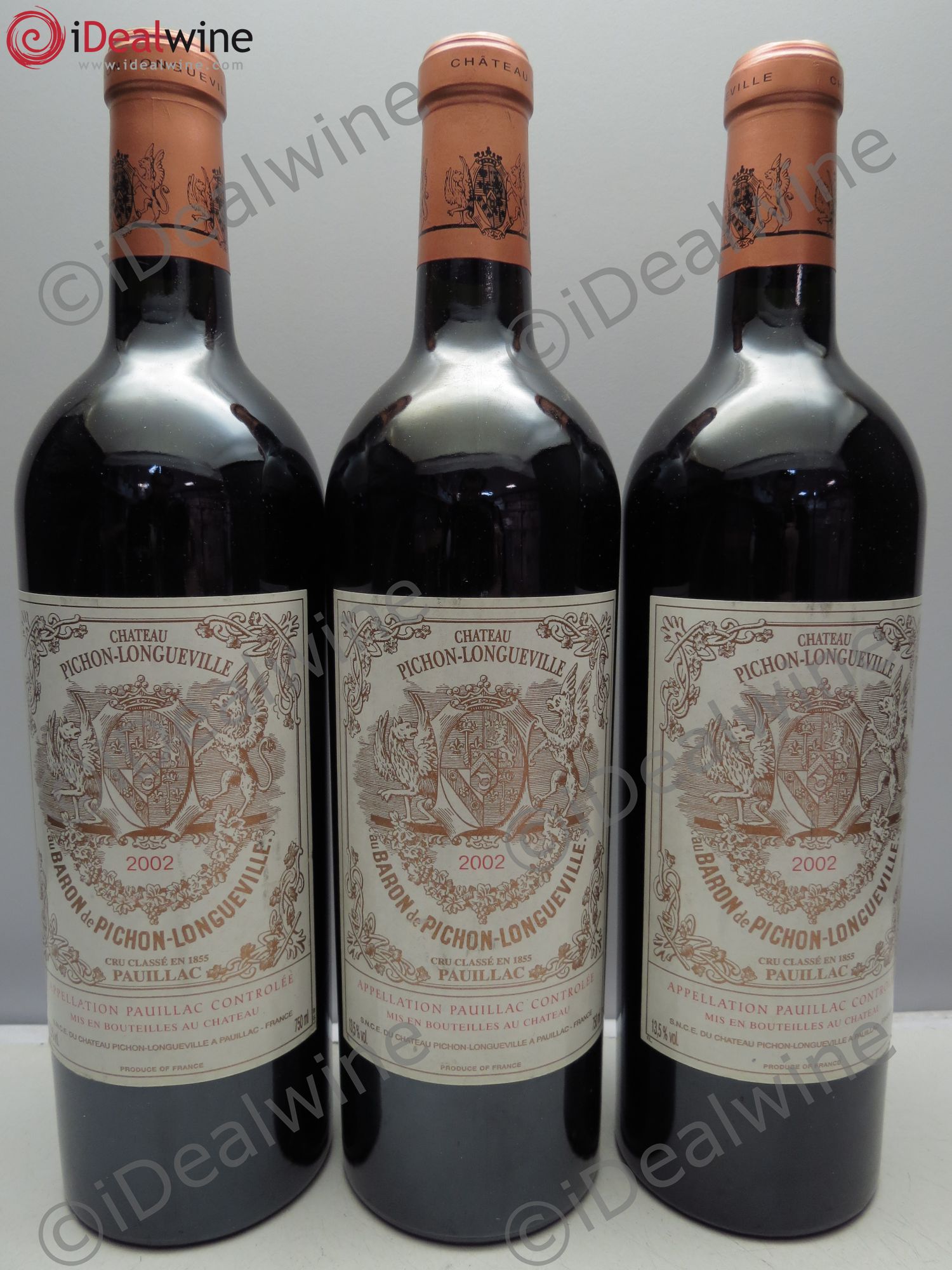 Pichon Longueville Baron 2ème Grand Cru Classé 2002 - Lot de 3 bouteilles - 0