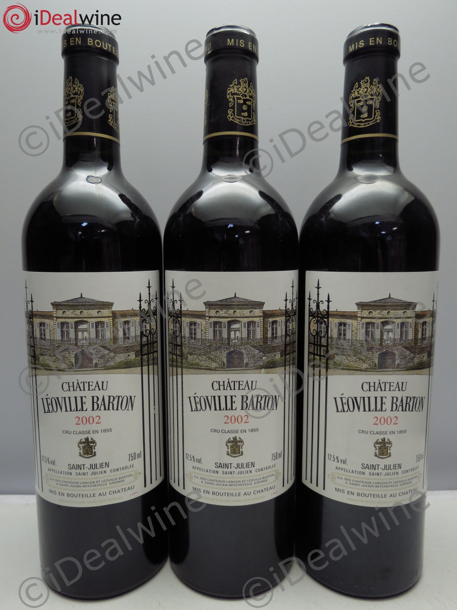 Château Léoville Barton 2ème Grand Cru Classé 2002 - Lot de 3 bouteilles - 0
