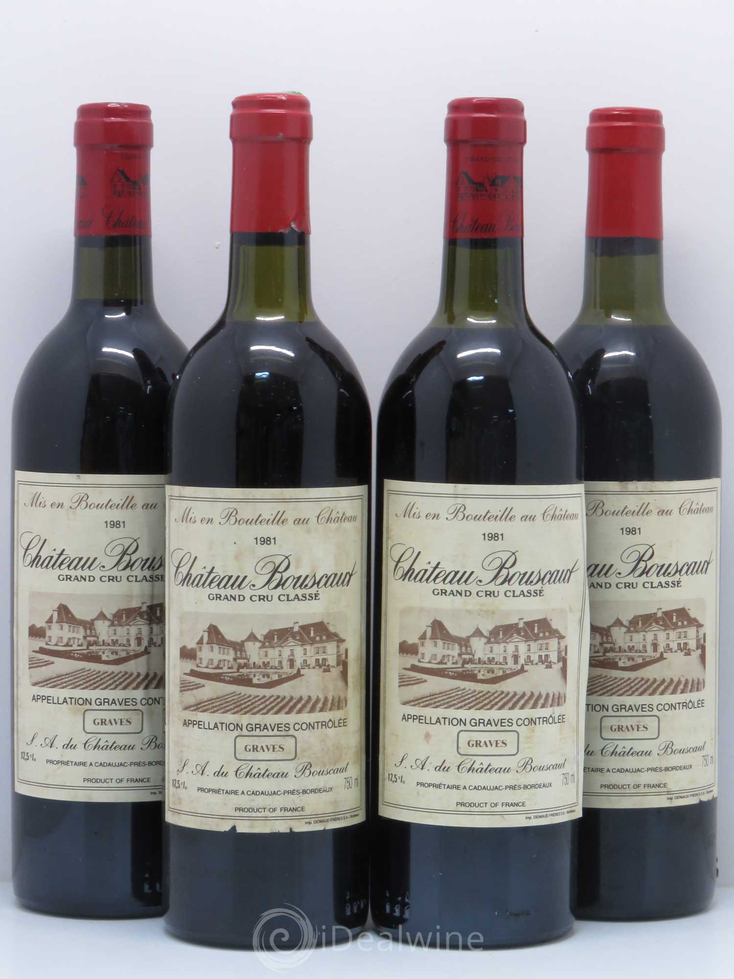 Château Bouscaut Cru Classé de Graves 1981 - Lot de 4 bouteilles - 0