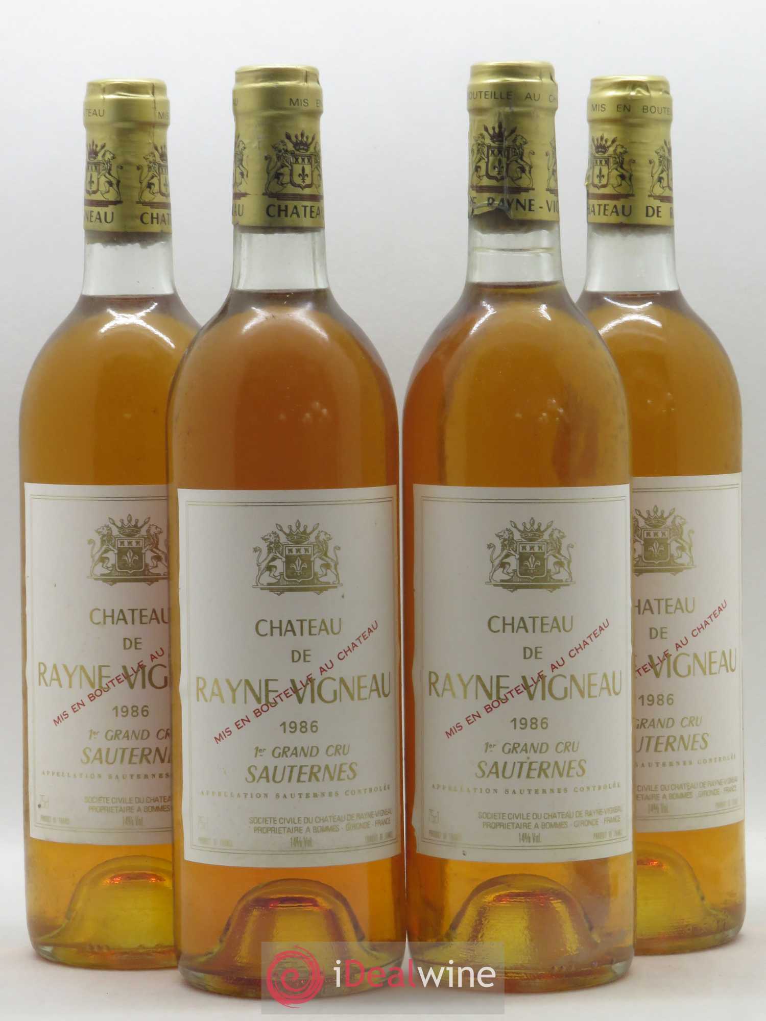 Château de Rayne Vigneau 1er Grand Cru Classé 1986 - Lotto di 4 bottiglie - 0
