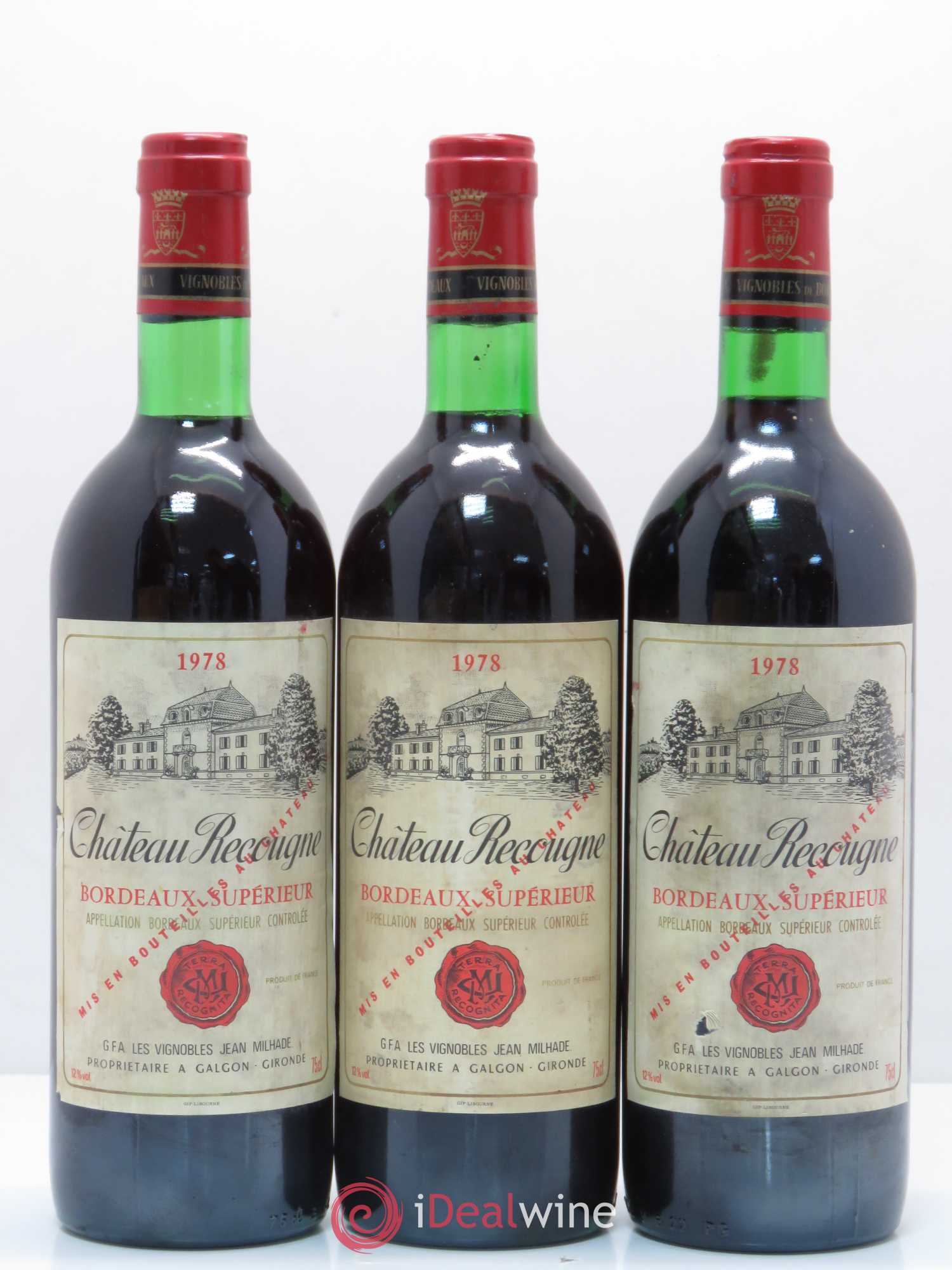 Château Recougne (sans prix de réserve) 1978 - Lot de 3 bouteilles - 0