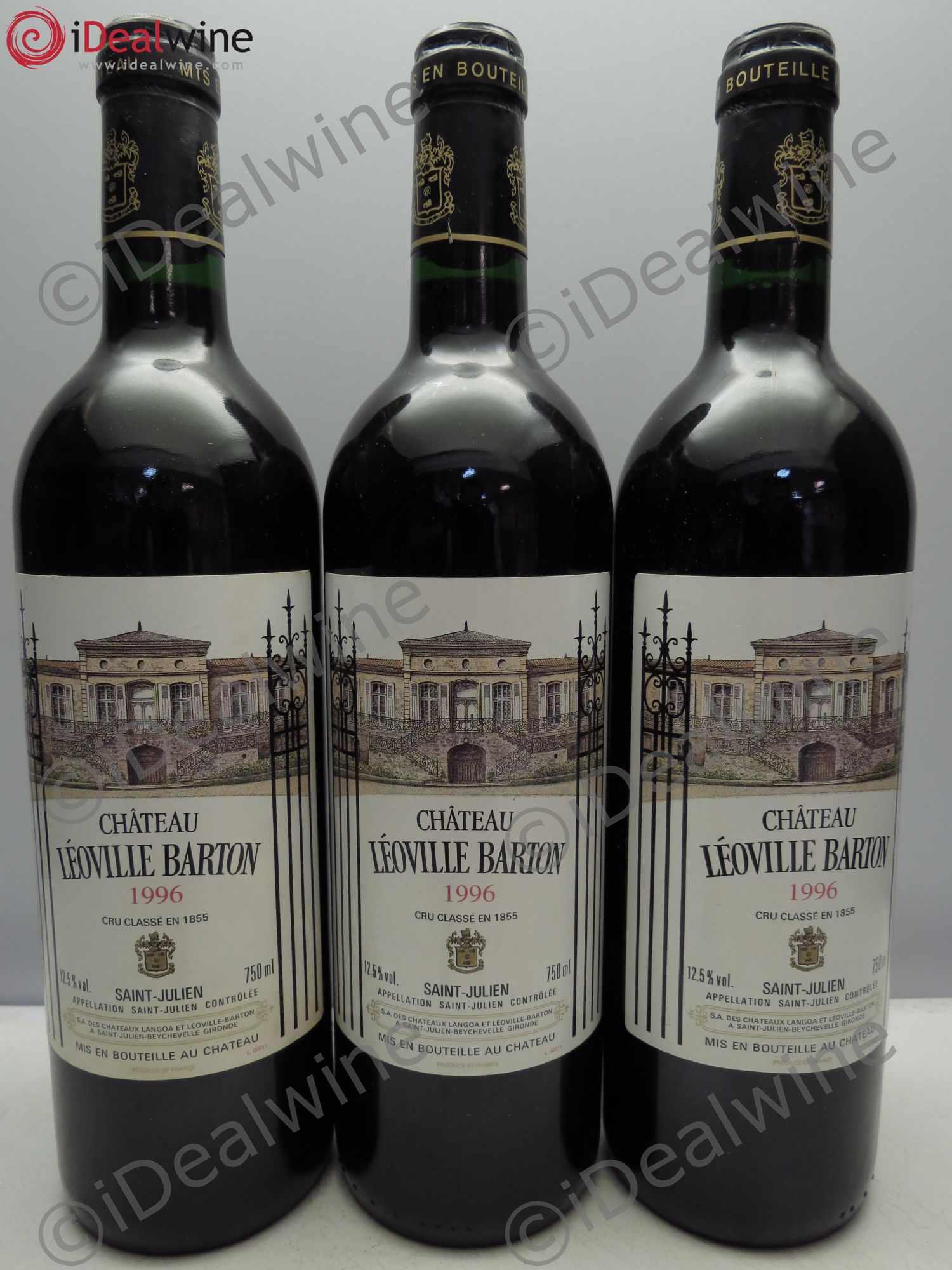 Château Léoville Barton 2ème Grand Cru Classé 1996 - Lot de 3 bouteilles - 0