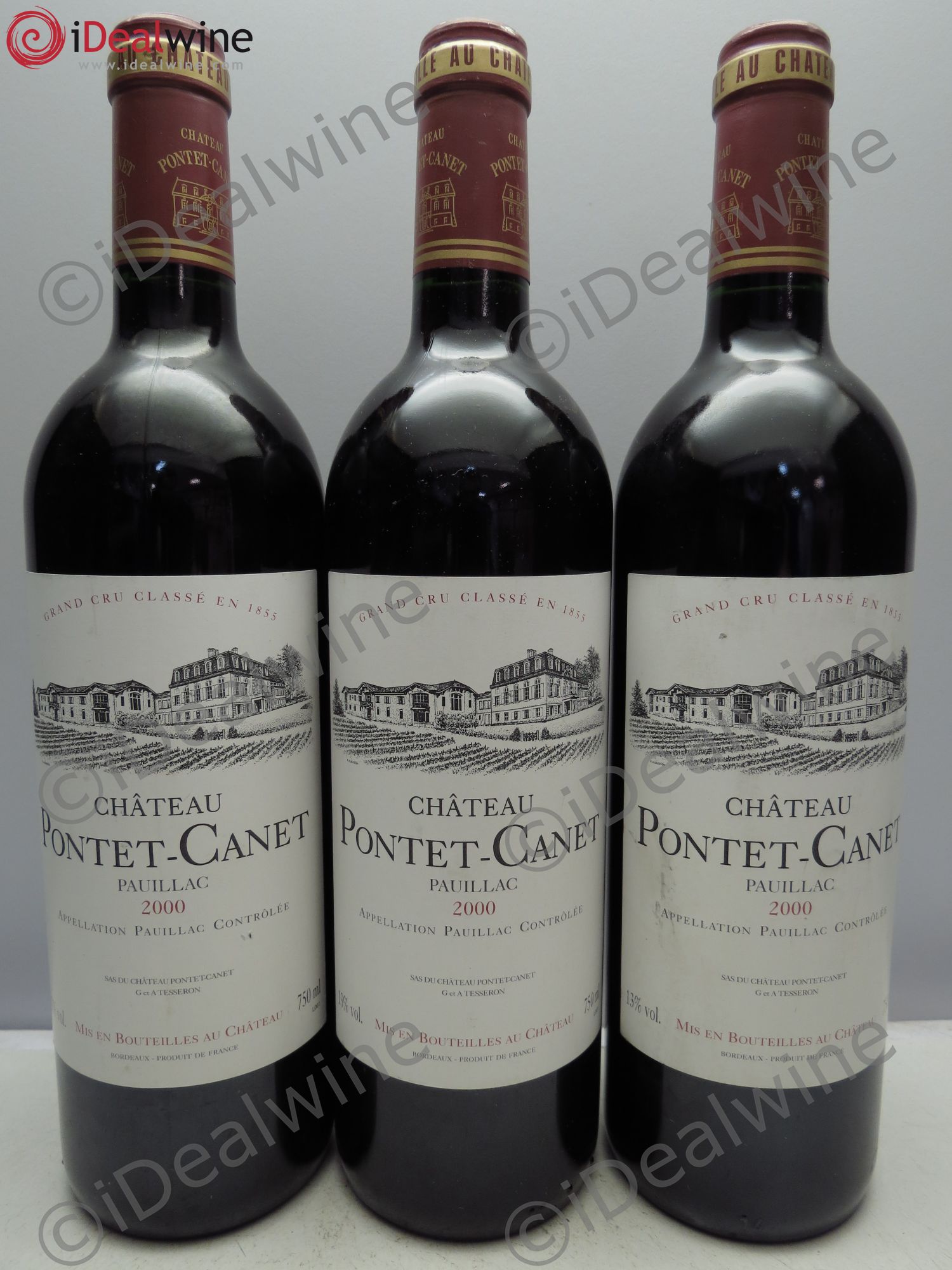 Château Pontet Canet 5ème Grand Cru Classé 2000 - Lot de 3 bouteilles - 0