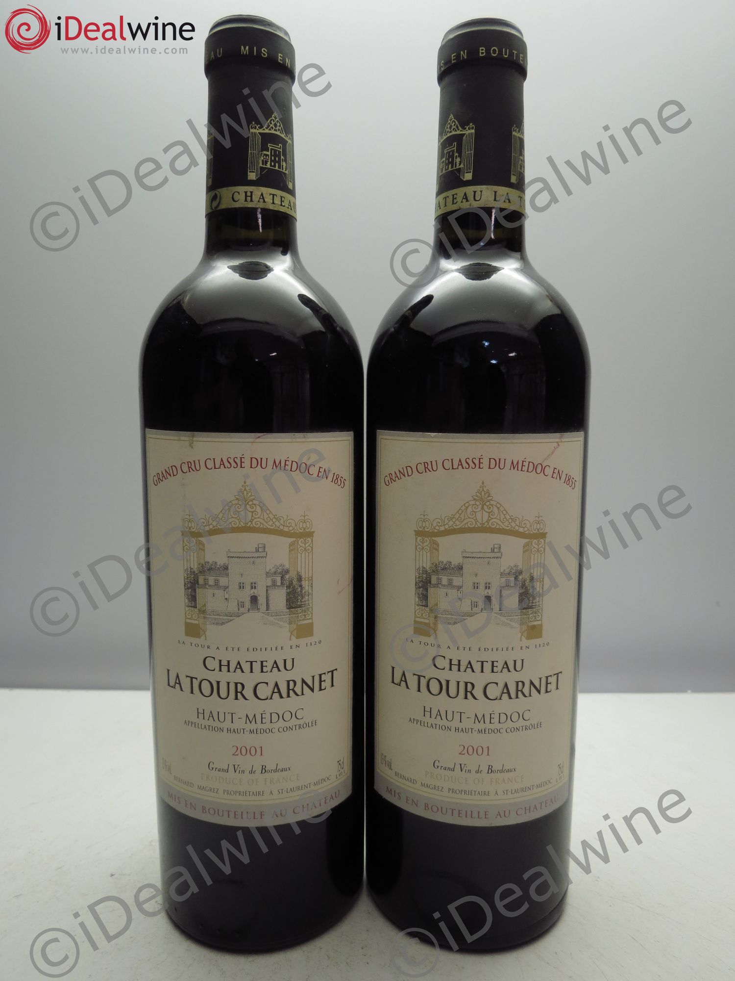 Château la Tour Carnet 4ème Grand Cru Classé 2001 - Lot de 2 bouteilles - 0
