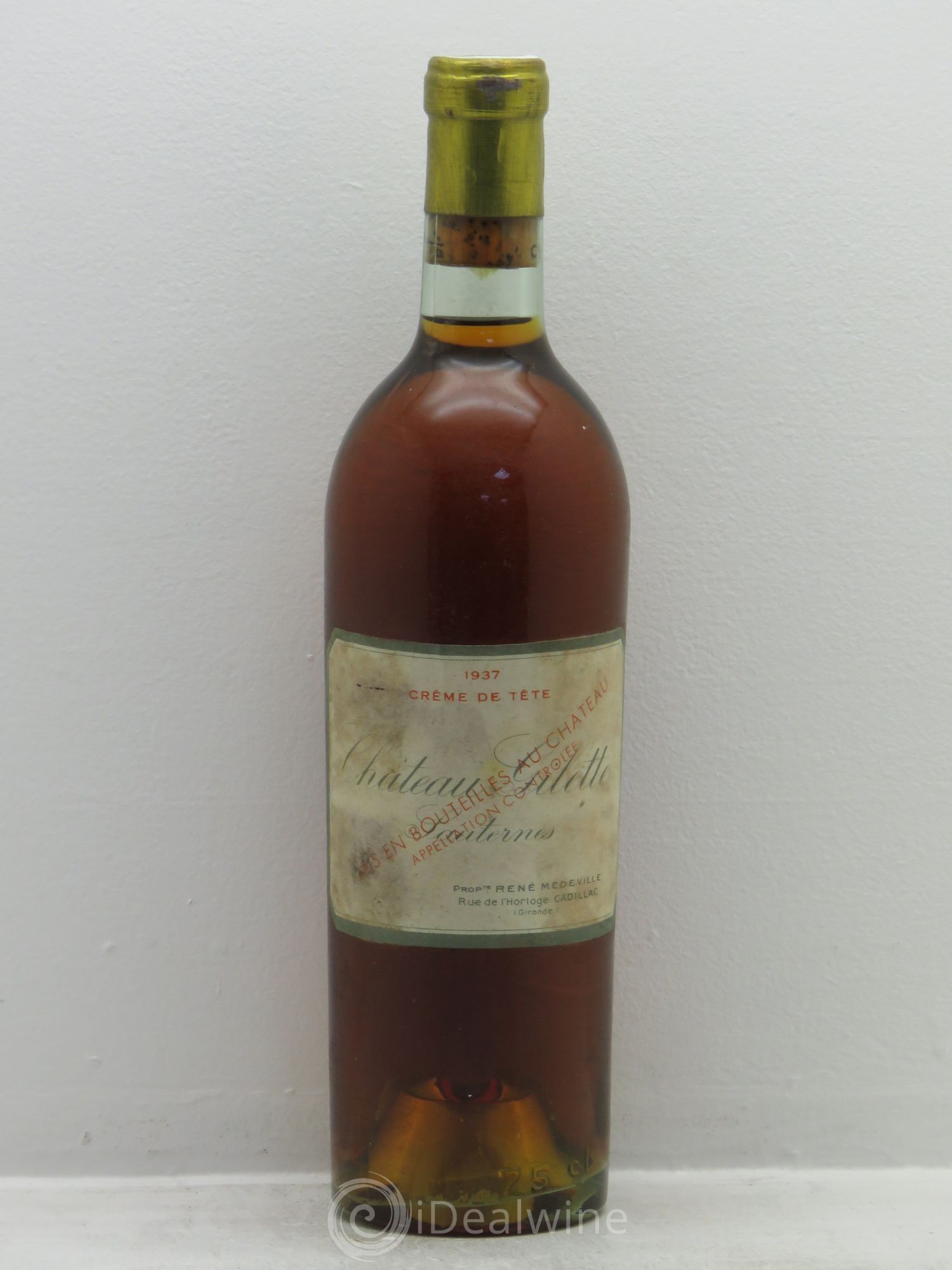 Château Gilette - Crème de Tête 1937 - Lotto di 1 bottiglia - 0