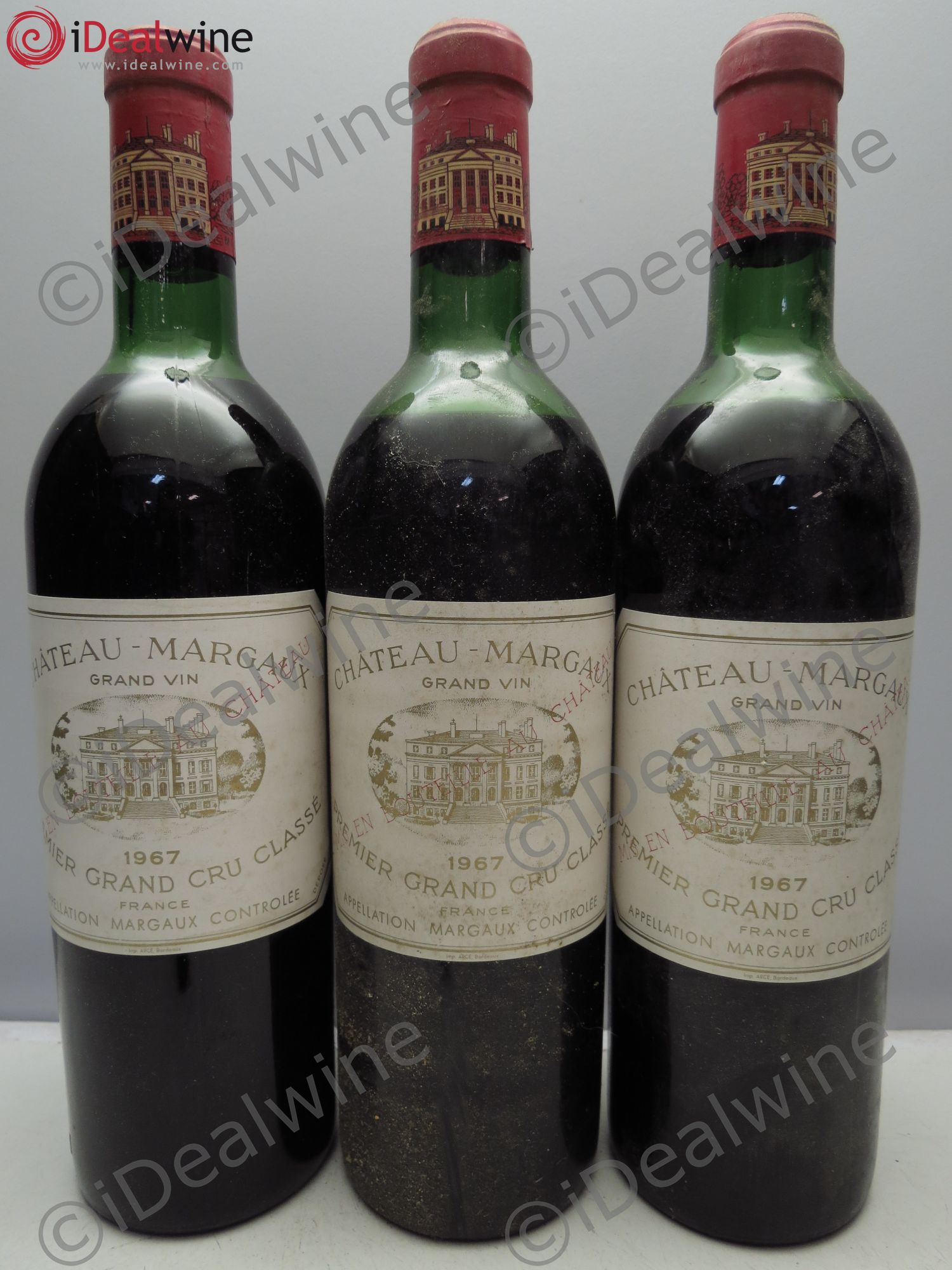 Château Margaux 1er Grand Cru Classé 1967 - Lot de 3 bouteilles - 0