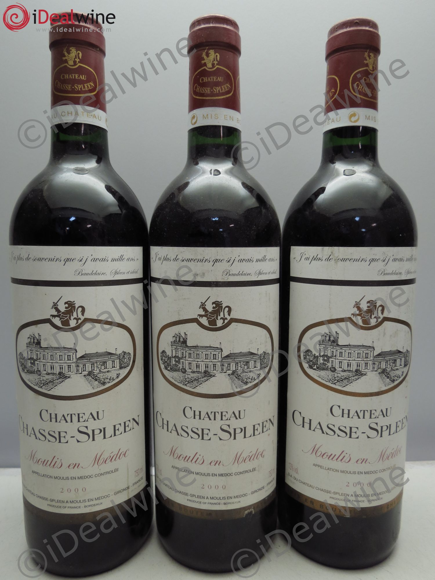 Château Chasse Spleen 2000 - Lot de 3 bouteilles - 0