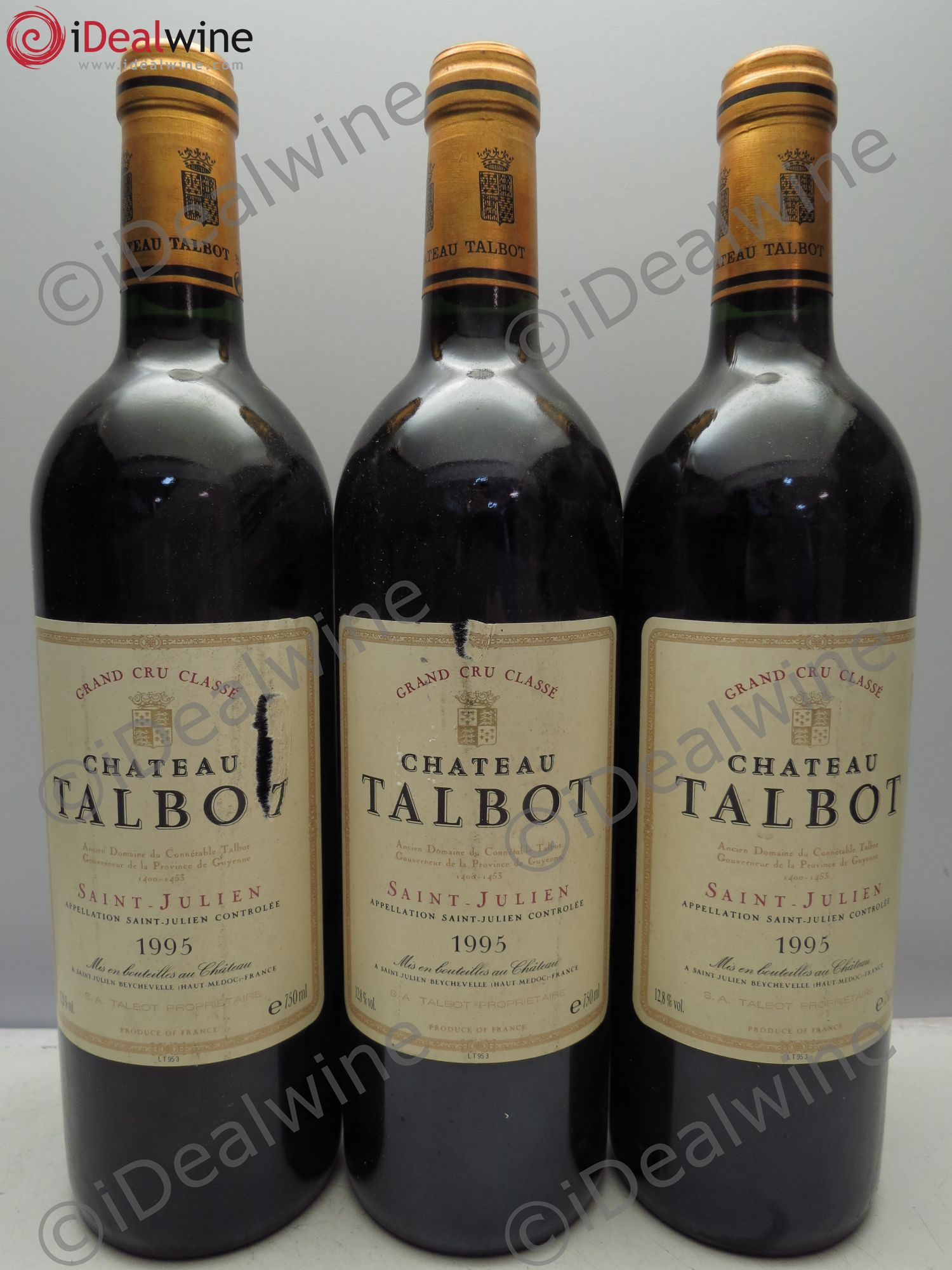 Château Talbot 4ème Grand Cru Classé 1995 - Lot de 3 bouteilles - 0