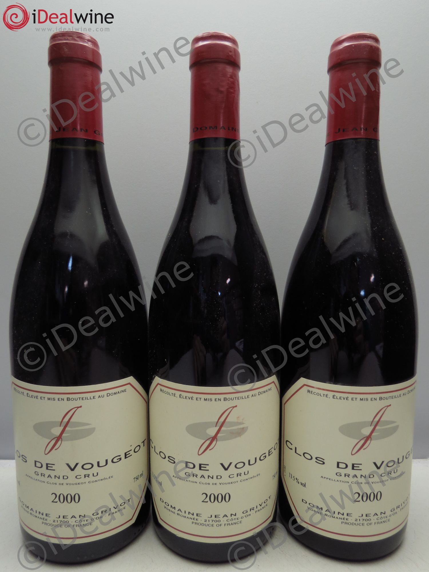 Clos de Vougeot Grand Cru Jean Grivot 2000 - Lot de 3 bouteilles - 0