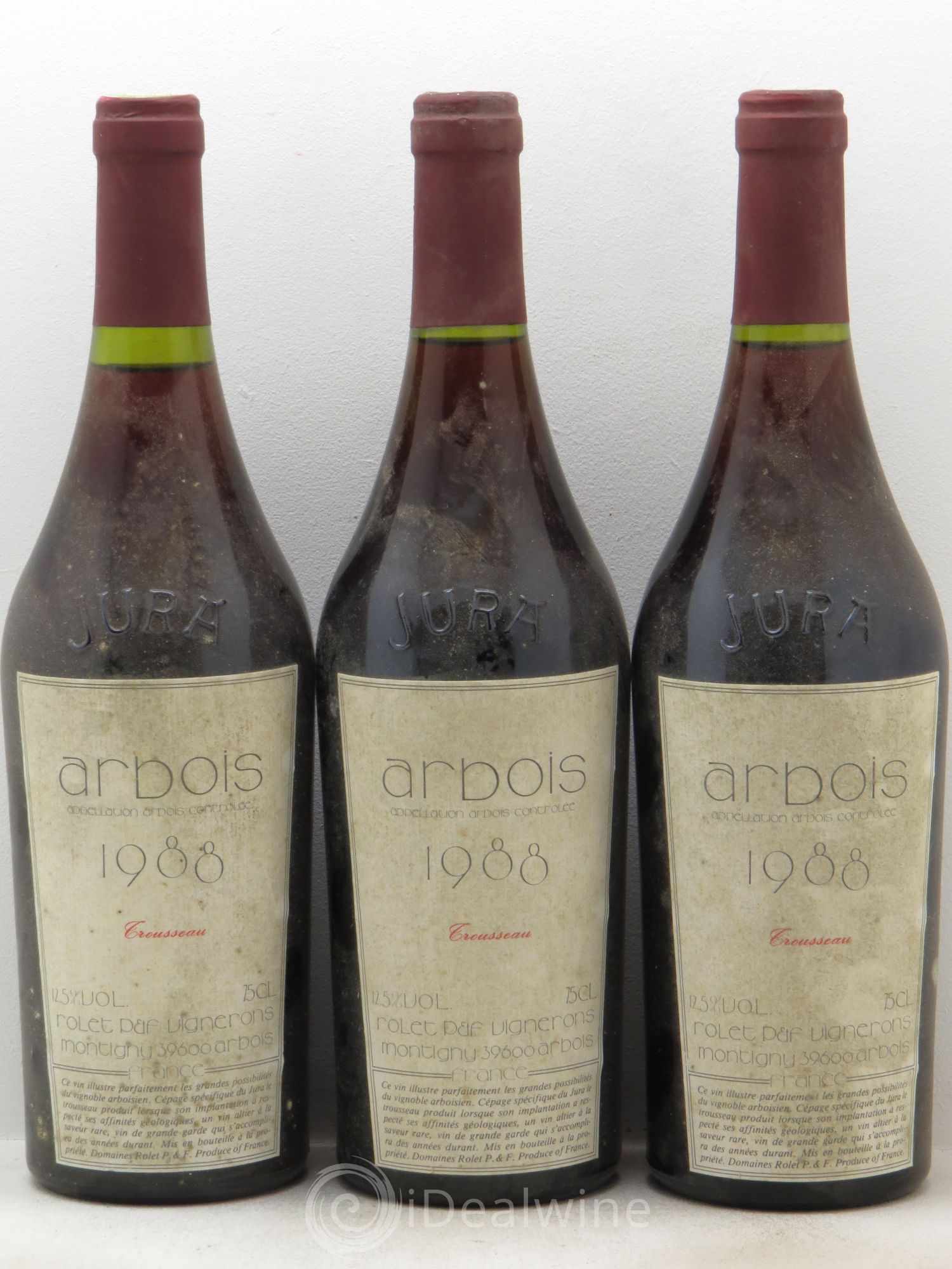 Arbois Trousseau de Rolet (sans prix de réserve - no reserve) 1988 - Posten von 3 Flaschen - 0