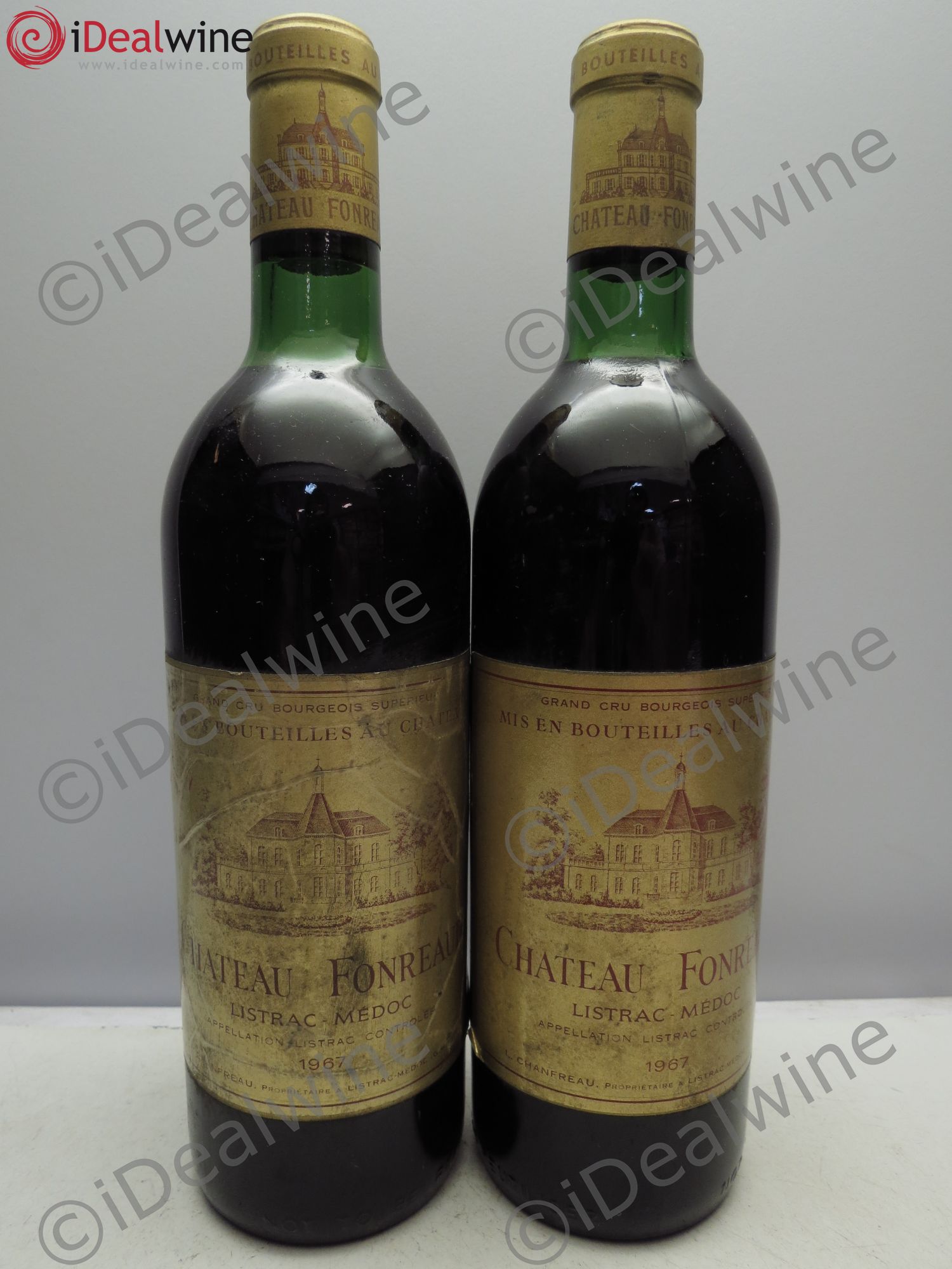 Château Fonréaud Cru Bourgeois (1étiq.plastifiée) 1967 - Posten von 2 Flaschen - 0