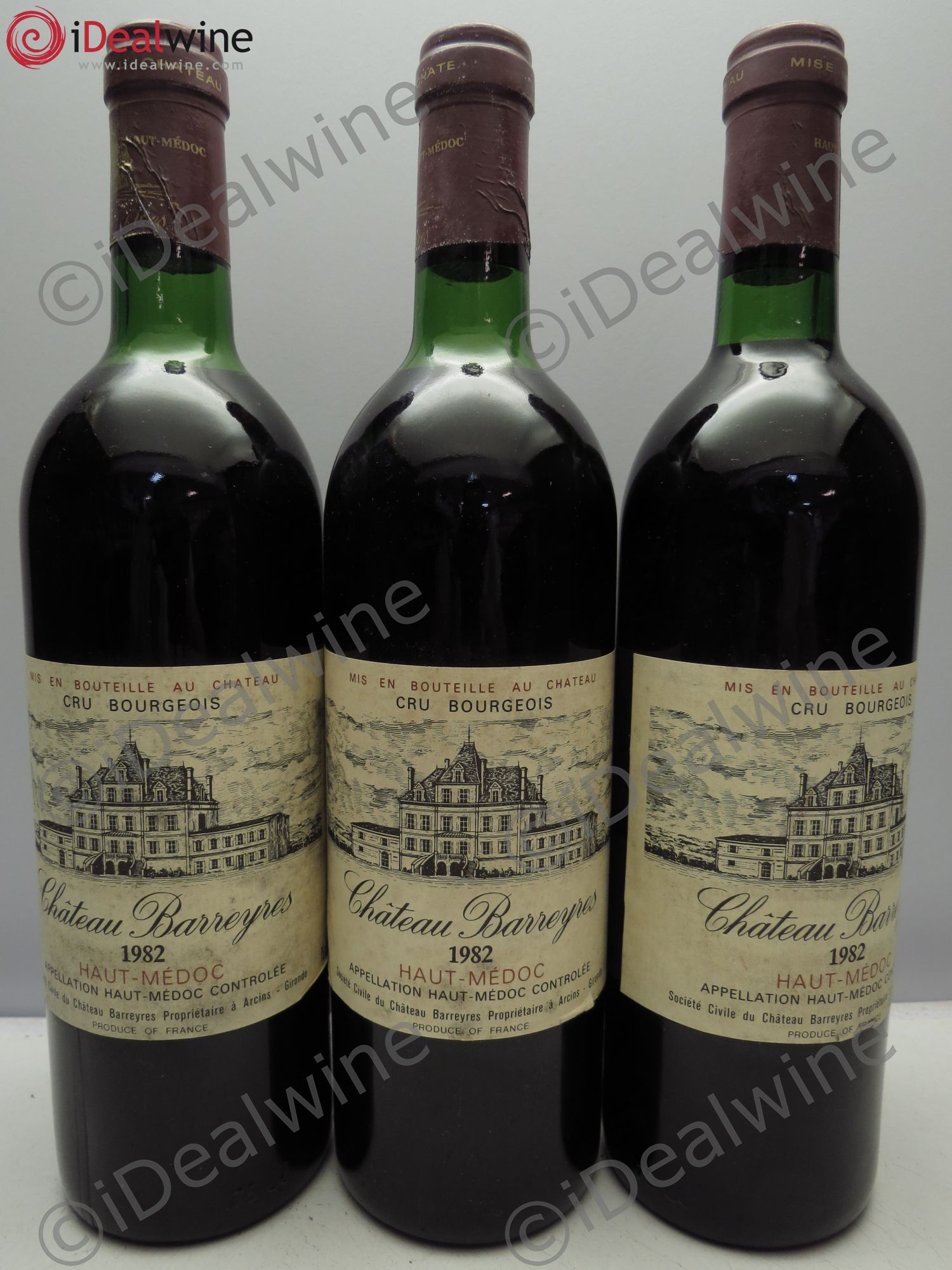 Château Barreyres Cru Bourgeois 1982 - Lot de 3 bouteilles - 0