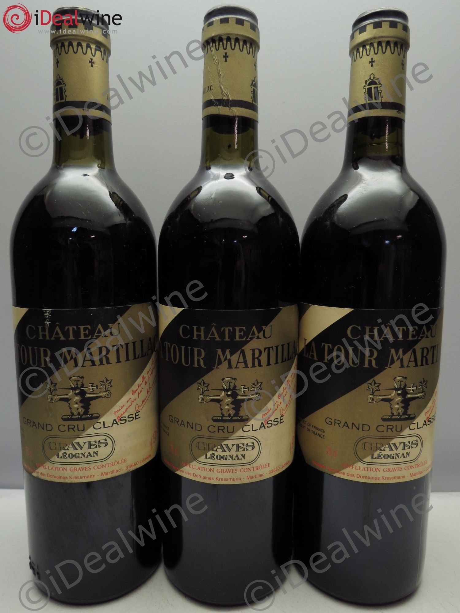 Château Latour-Martillac Cru Classé de Graves 1982 - Lot de 3 bouteilles - 0