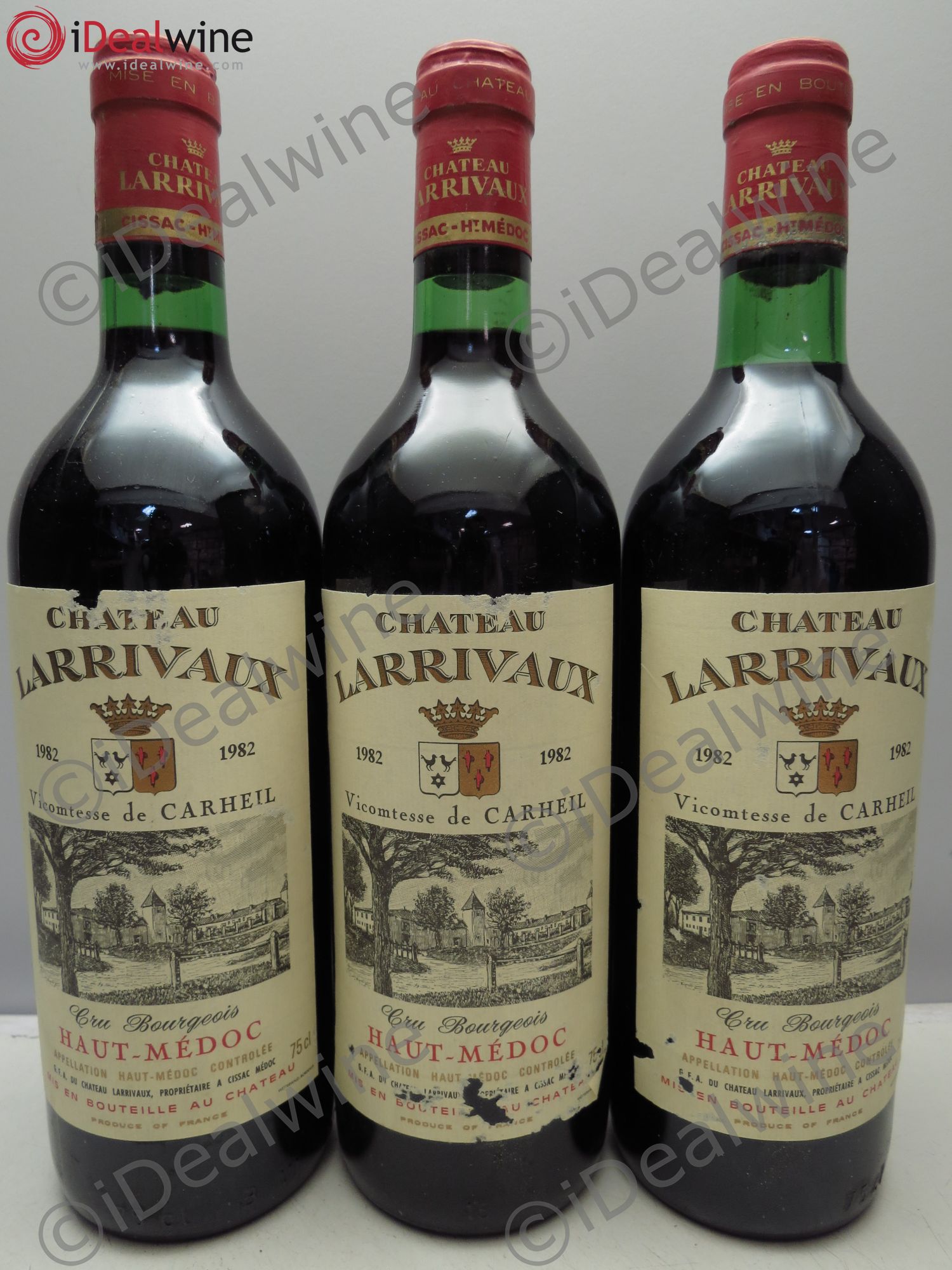 Château Larrivaux Cru Bourgeois 1982 - Lot de 3 bouteilles - 0
