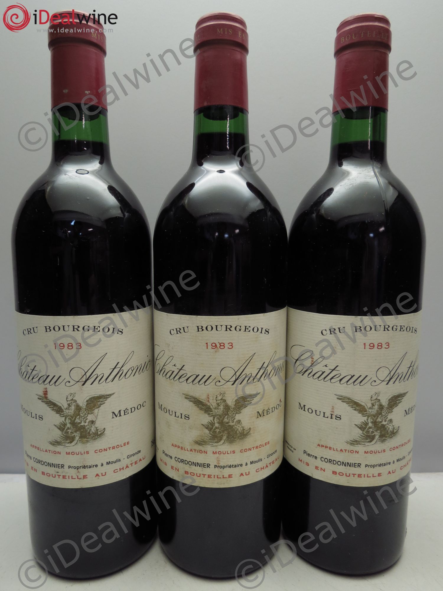 Château Anthonic Cru Bourgeois 1983 - Lot de 3 bouteilles - 0