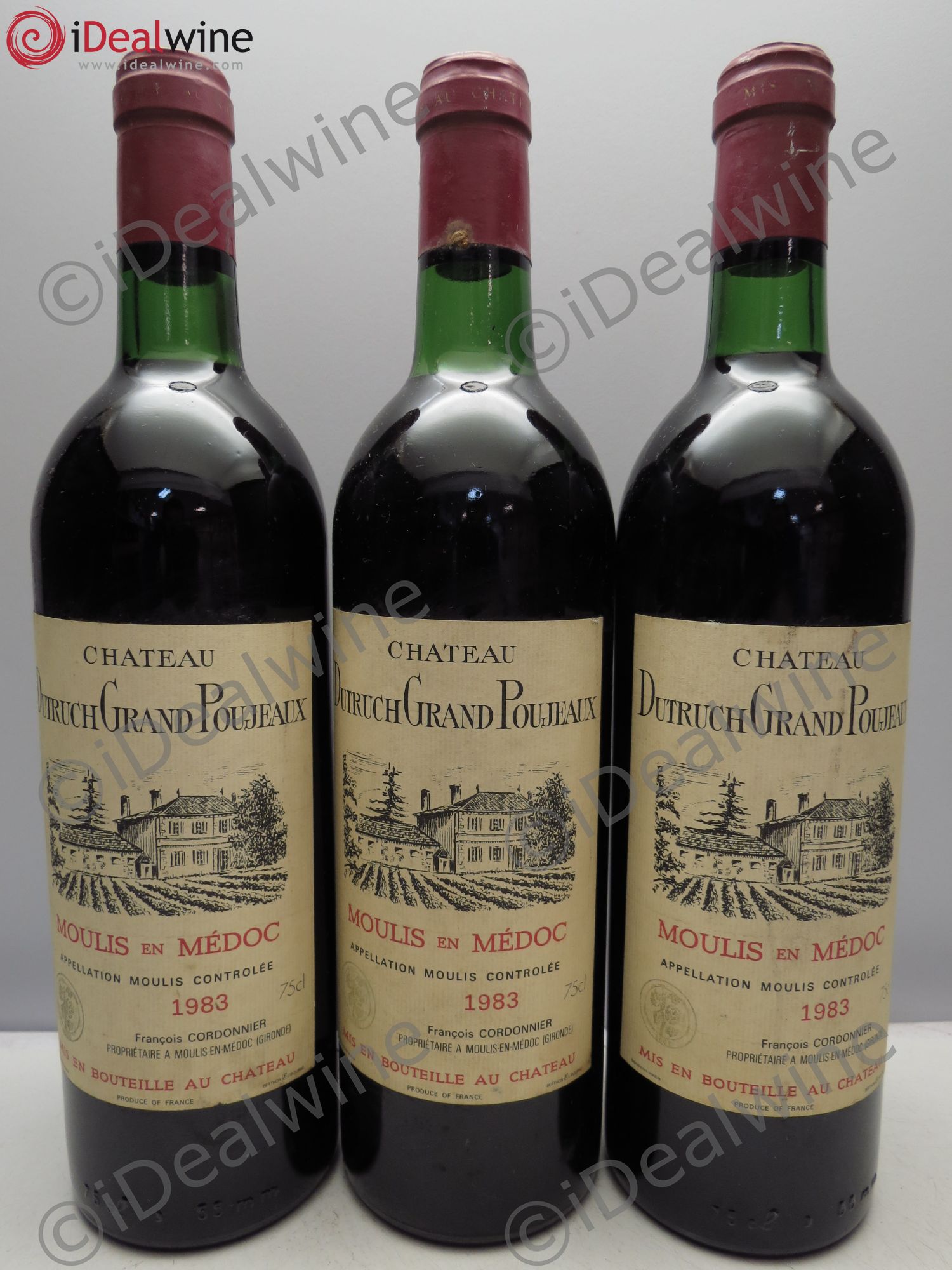 Château Dutruch Grand Poujeaux Cru Bourgeois 1983 - Lot de 3 bouteilles - 0