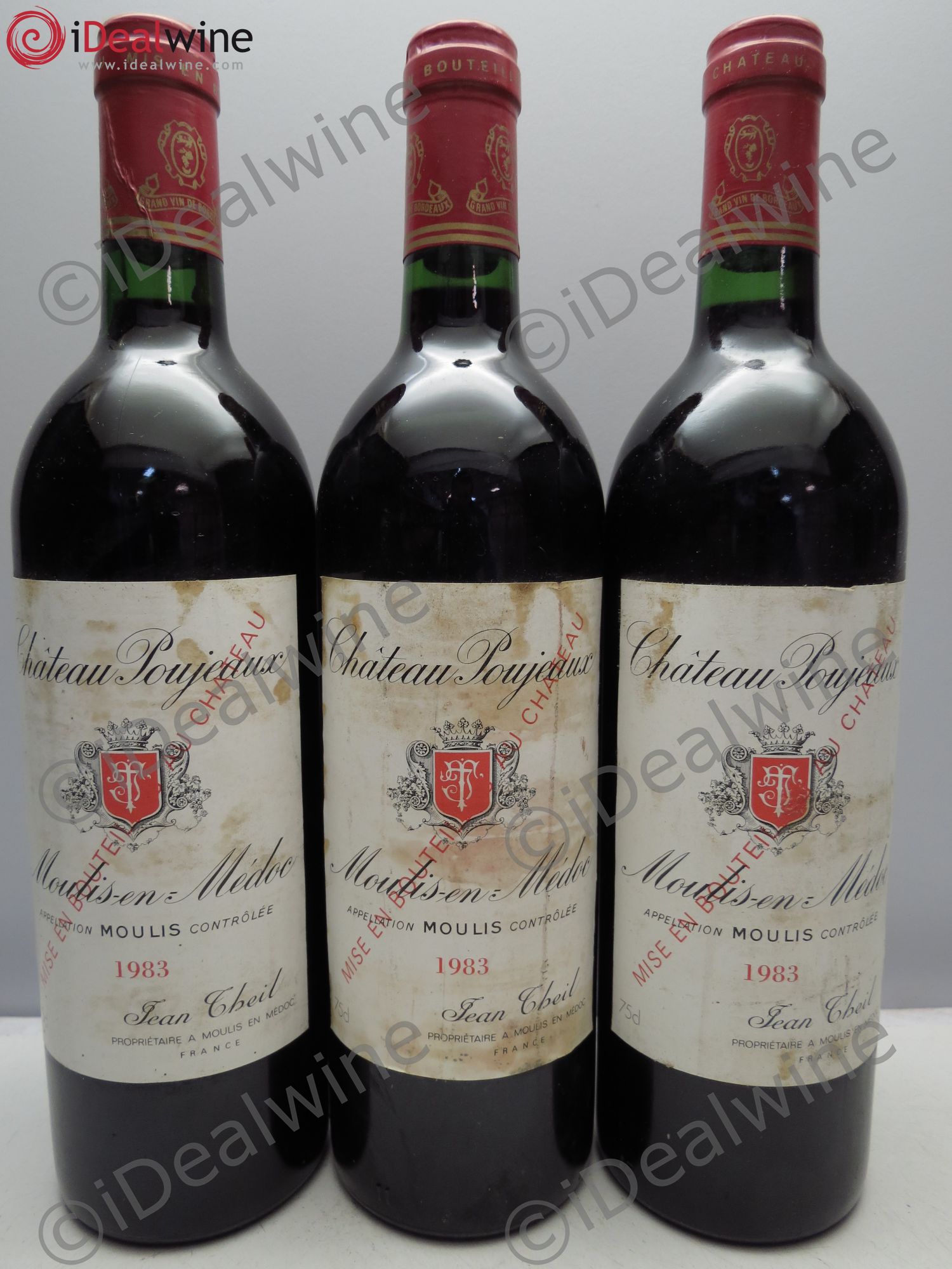 Château Poujeaux 1983 - Lot de 3 bouteilles - 0