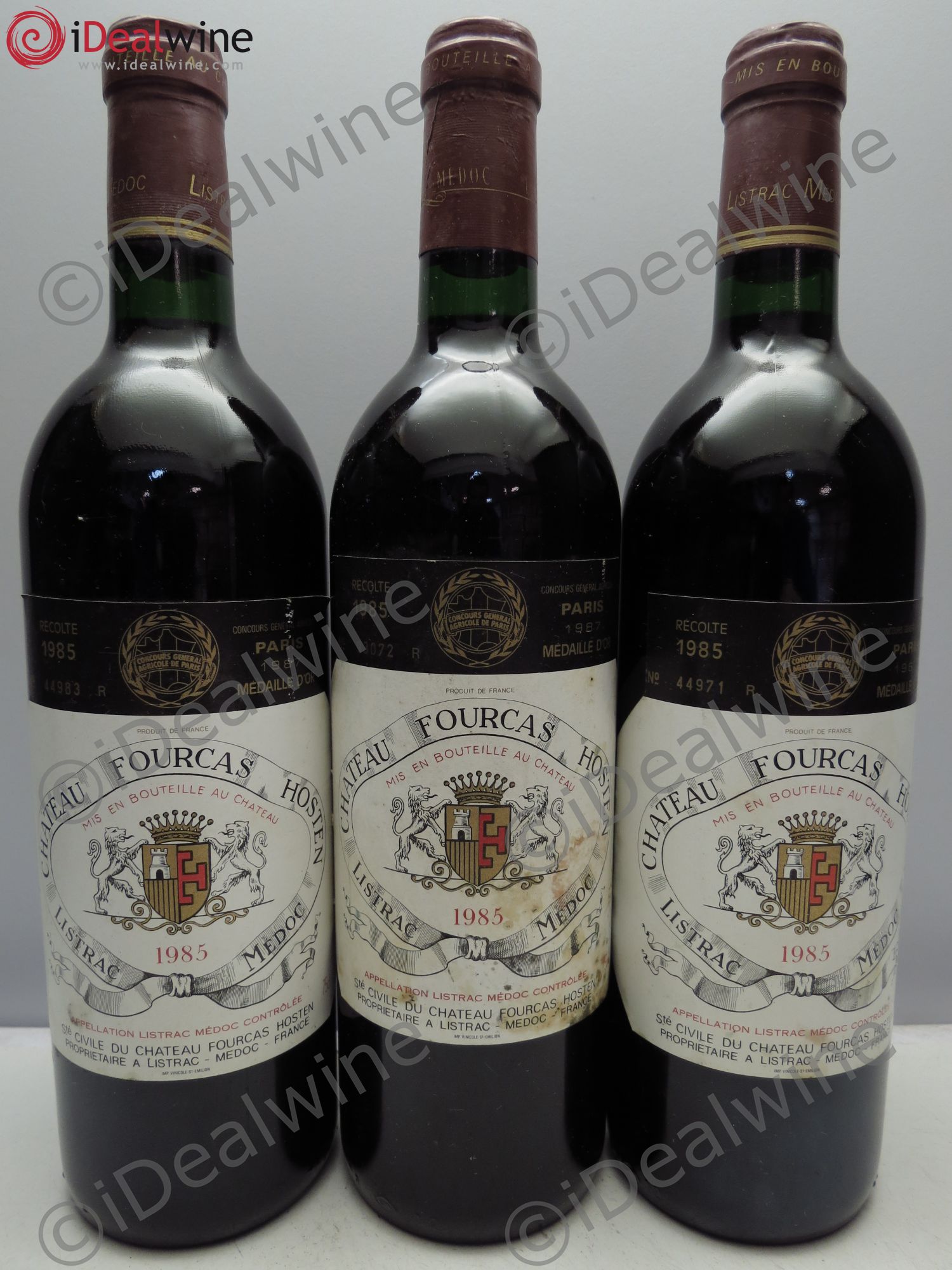 Château Fourcas Hosten Cru Bourgeois 1985 - Lot de 3 bouteilles - 0