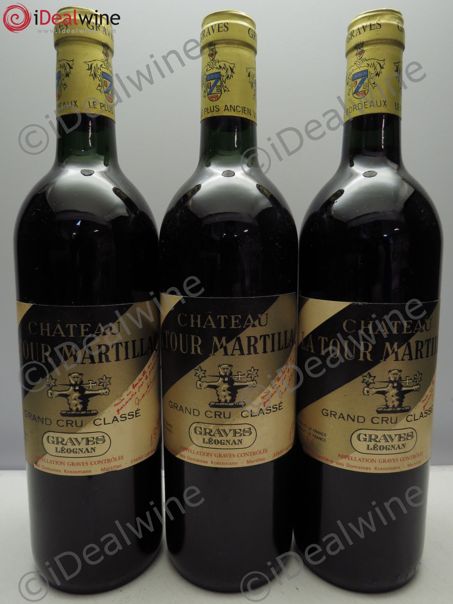Château Latour-Martillac Cru Classé de Graves 1986 - Lot de 3 bouteilles - 0