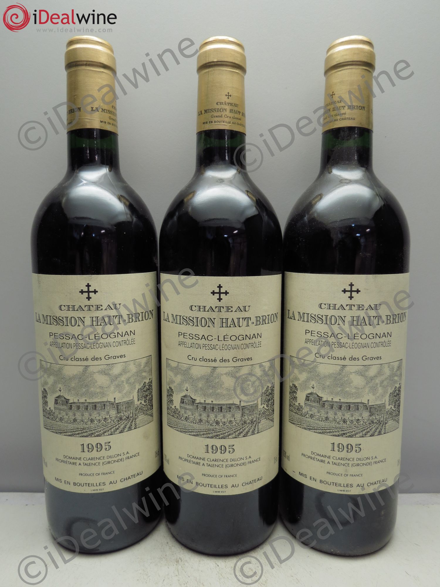Château la Mission Haut-Brion Cru Classé de Graves 1995 - Lot de 3 bouteilles - 0