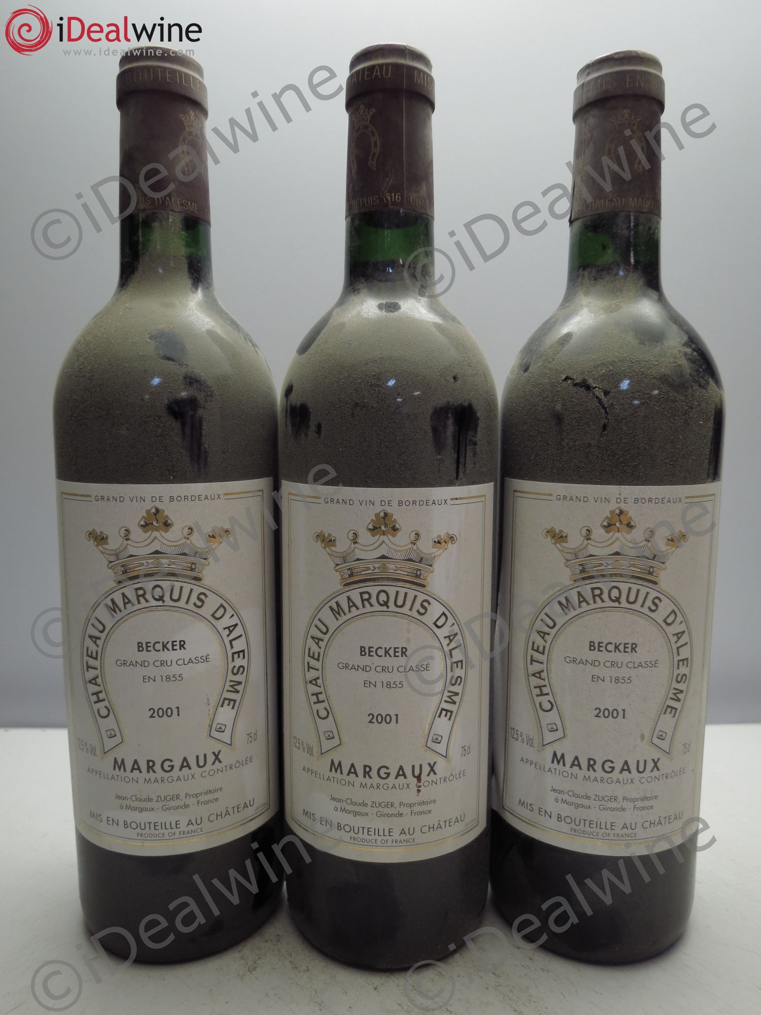 Château Marquis d'Alesme (sans prix de reserve/no reserve) 2001 - Lotto di 3 bottiglie - 0