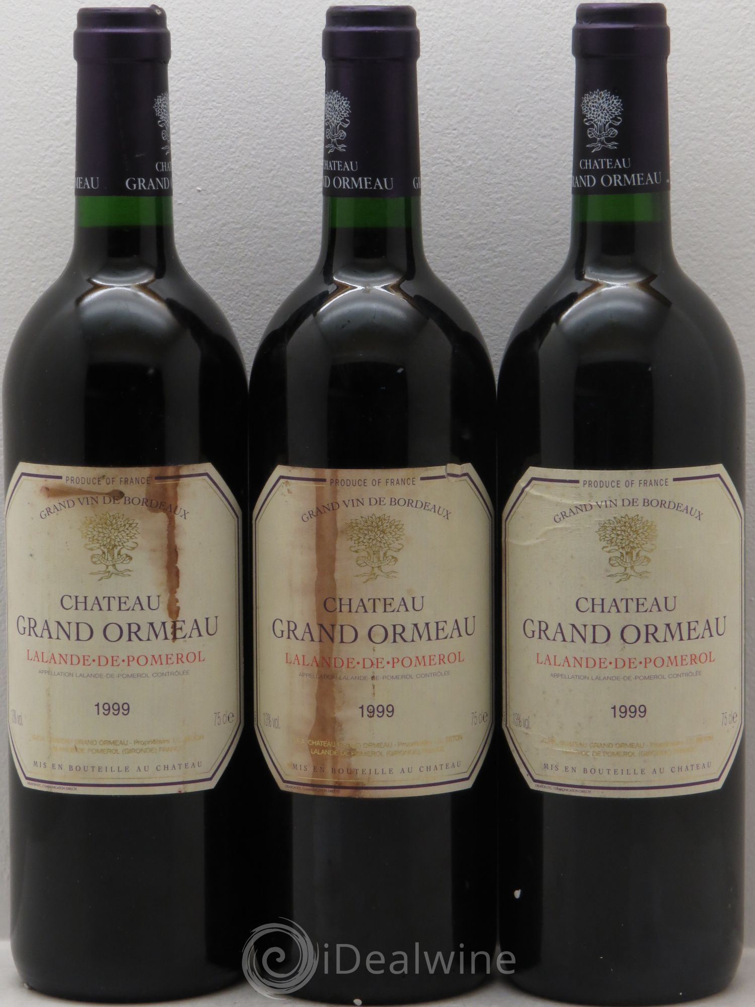 Bordeaux Château Grand Ormeau -Lalande de Pomerol 1999 - Posten von 3 Flaschen - 0
