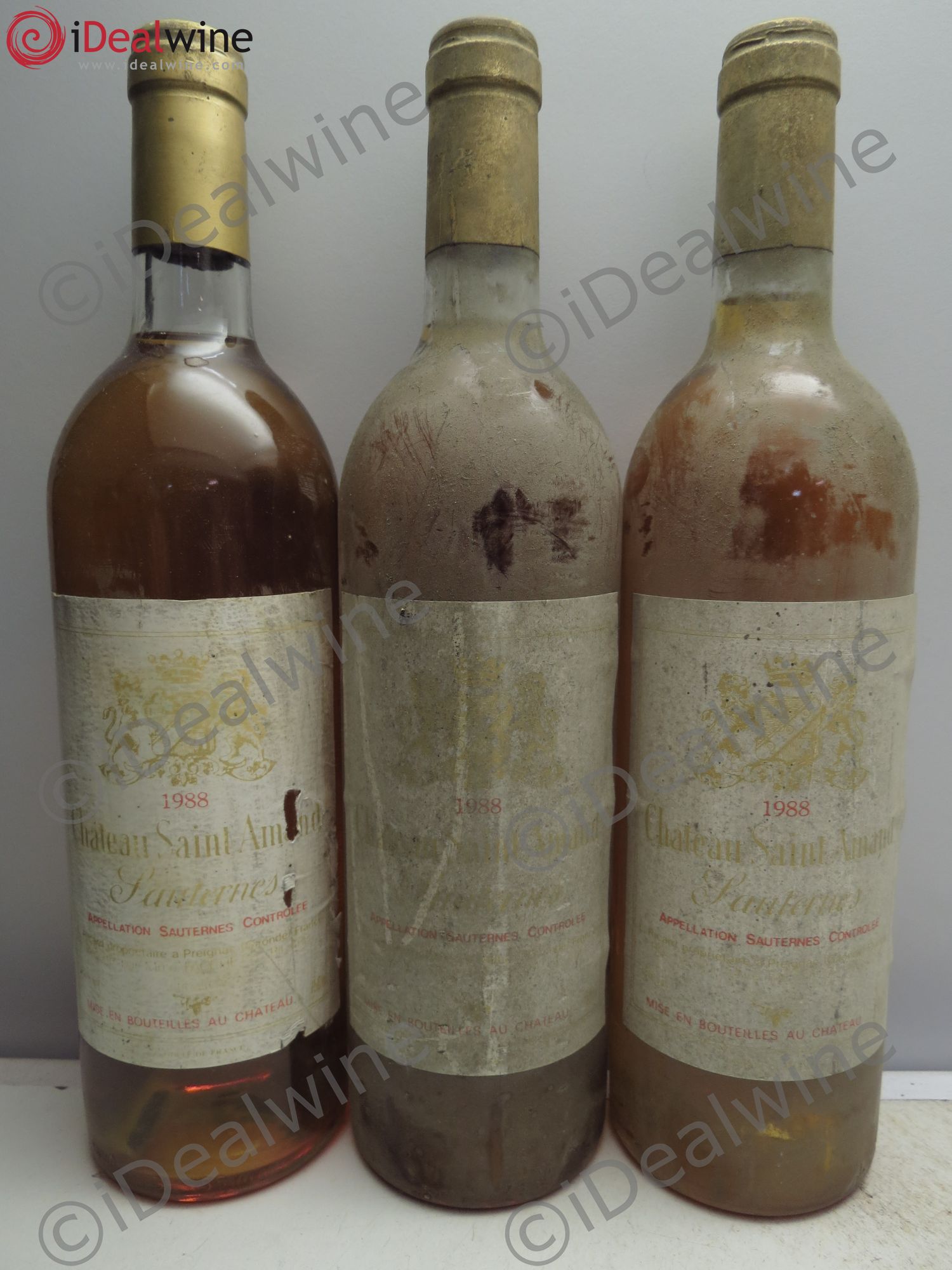 Sauternes Château Saint-Amand (1 étiq.abimée) 1988 - Lotto di 3 bottiglie - 0