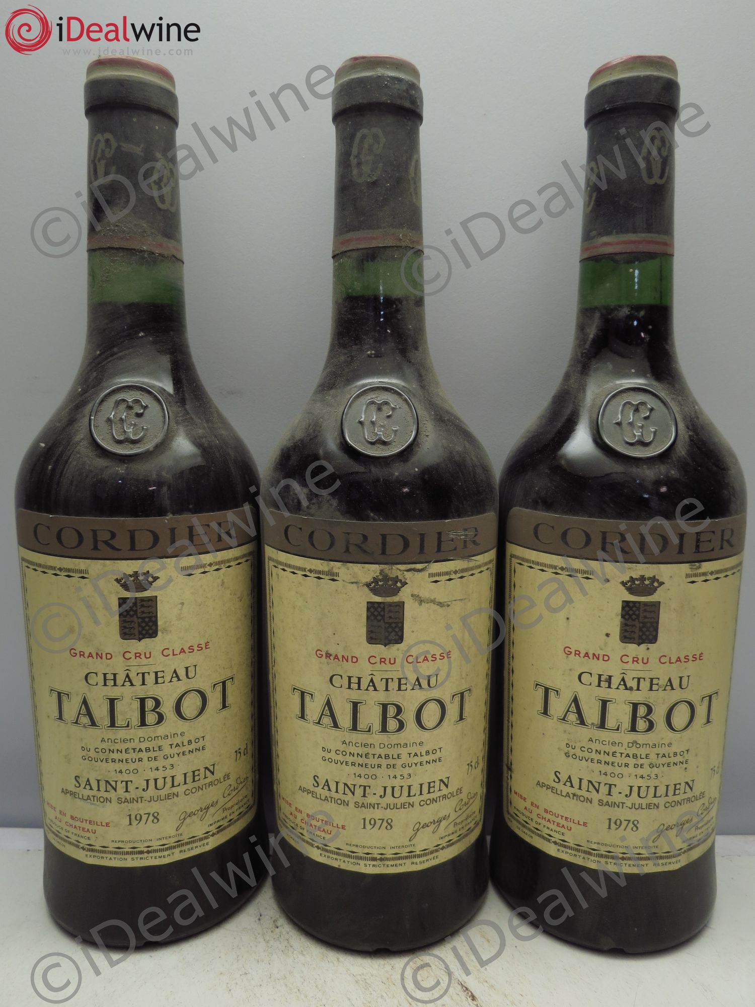 Château Talbot 4ème Grand Cru Classé 1978 - Lot de 3 bouteilles - 0